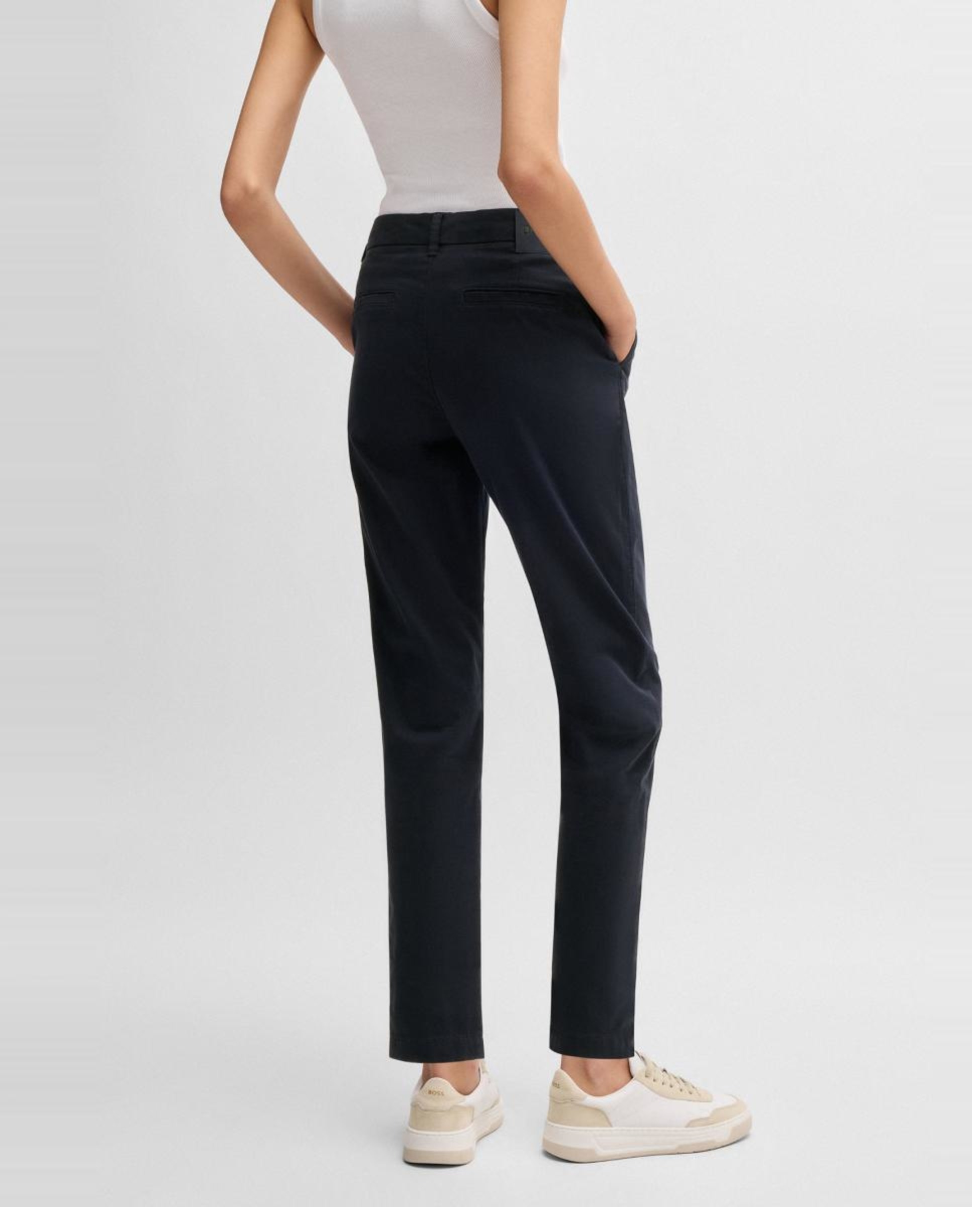 Calças de Algodão Suave ao Tato Azul-marinho-4