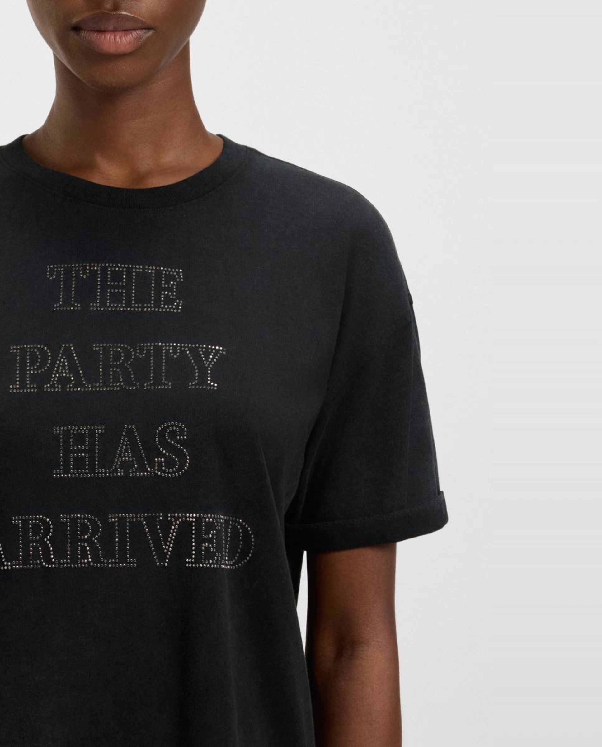 T-shirt de Algodão com Manga Curta Preto-2