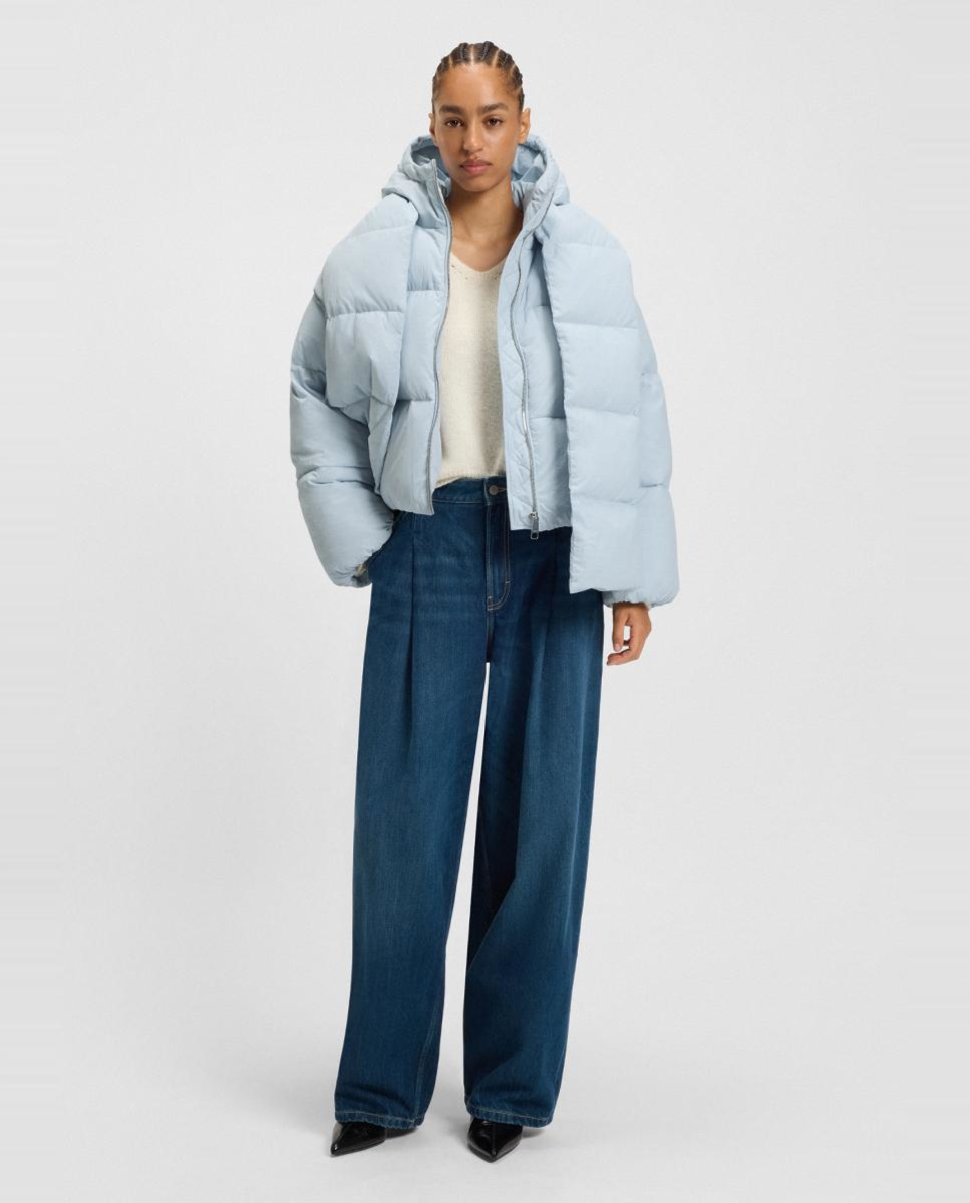 Casaco em Poliamida Acolchoada com Manga Comprida Azul-claro-5