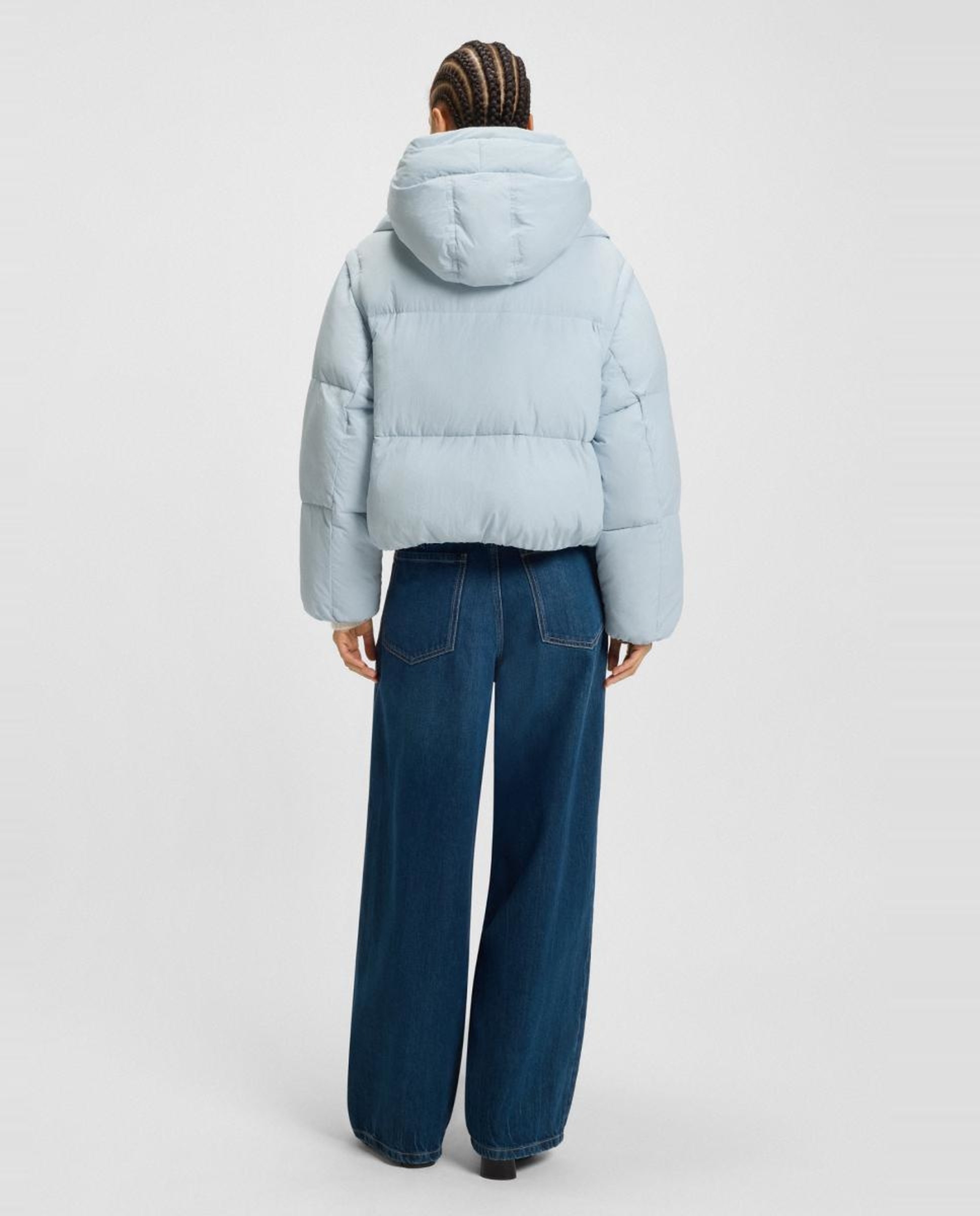 Casaco em Poliamida Acolchoada com Manga Comprida Azul-claro-4