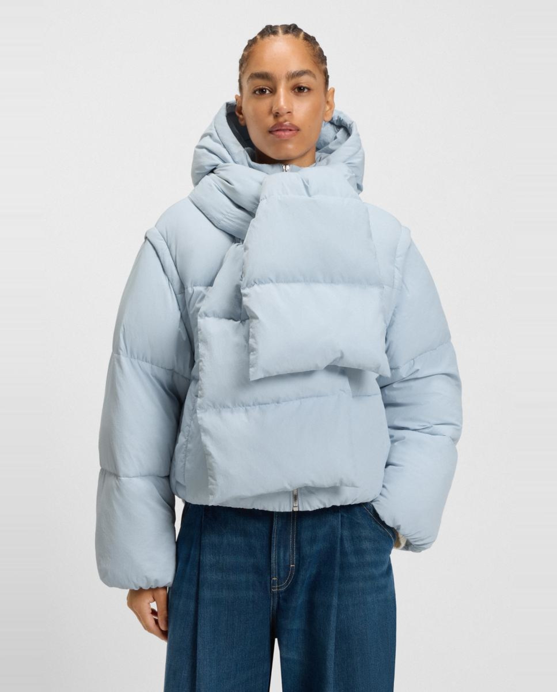 Casaco em Poliamida Acolchoada com Manga Comprida Azul-claro-1