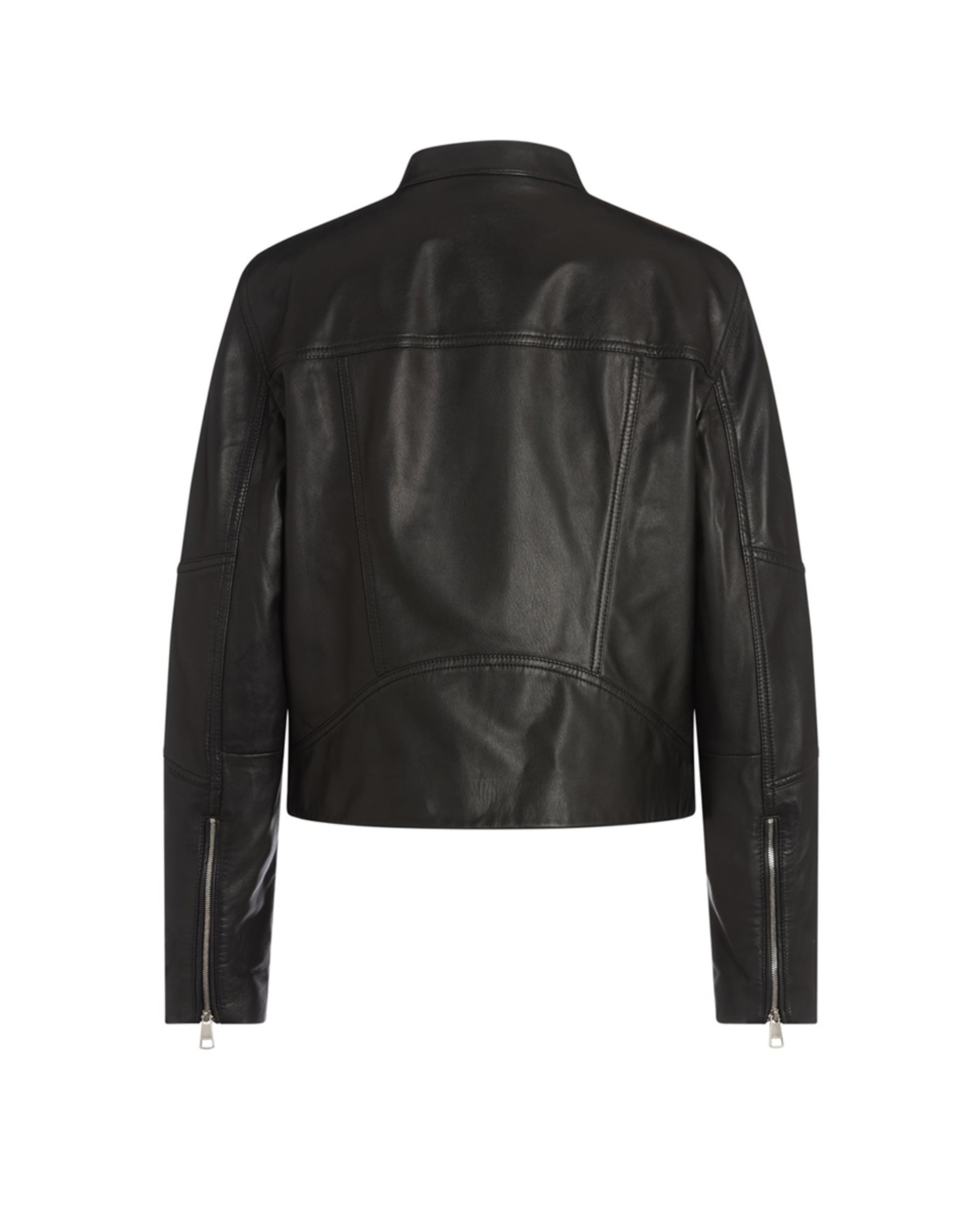 Casaco Tipo Blusão Biker Curto sem Gola e com Estrutura e sem Gola Preto-2