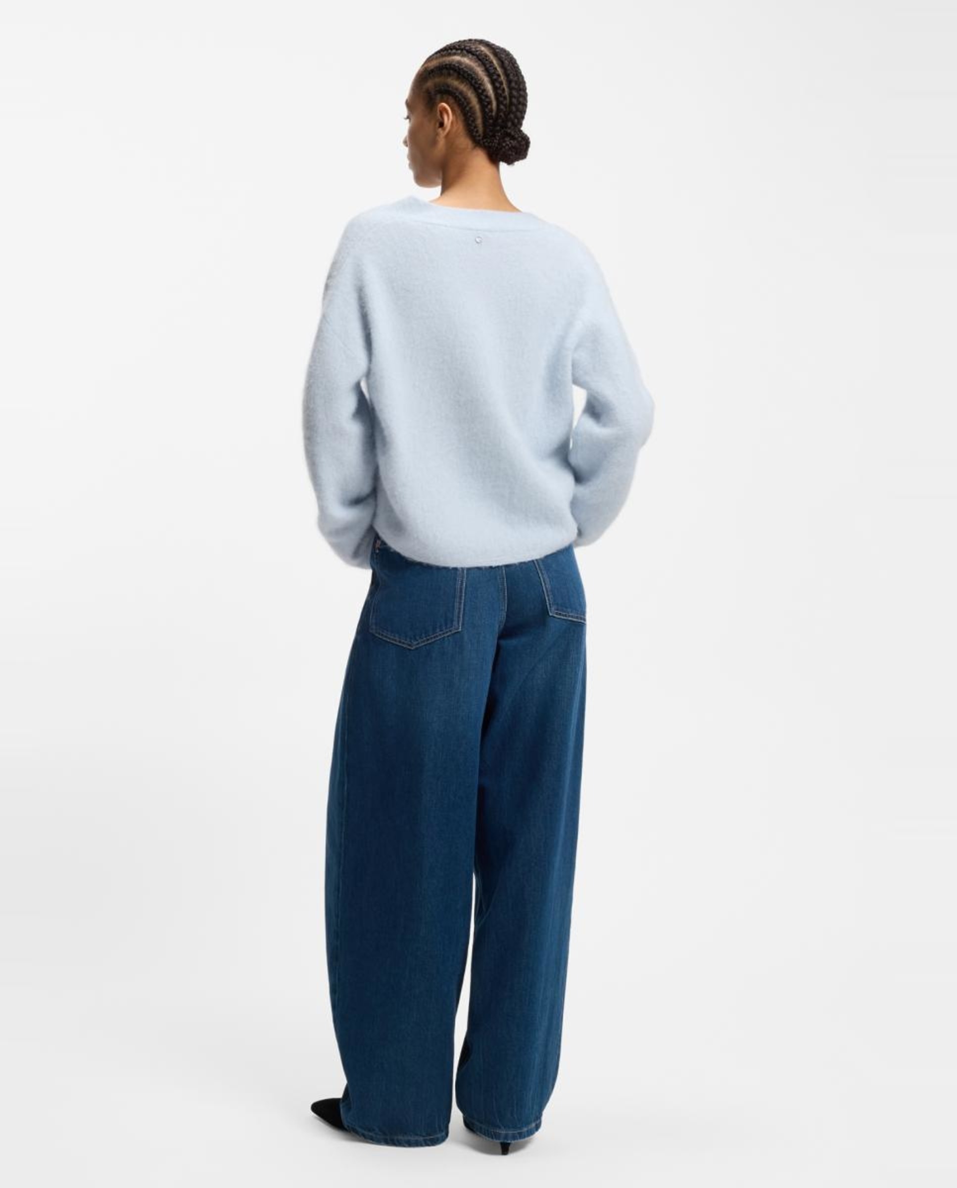 Camisola de Malha de Poliamida com Manga Comprida Azul-claro-3