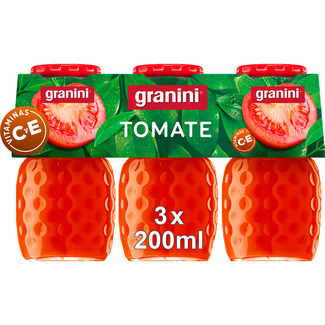 zumo de tomate con vitaminas C y E pack 3 botellas 200 ml (envase de vidrio) - Granini