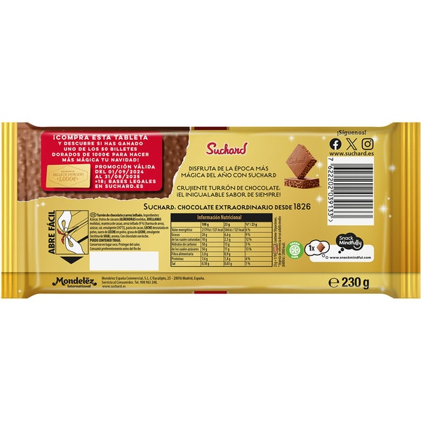 Supreme Quality classic crunchy chocolate nougat tablet 230 g