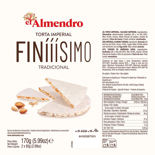 Supreme Quality traditional fine nougat torte case 170 g