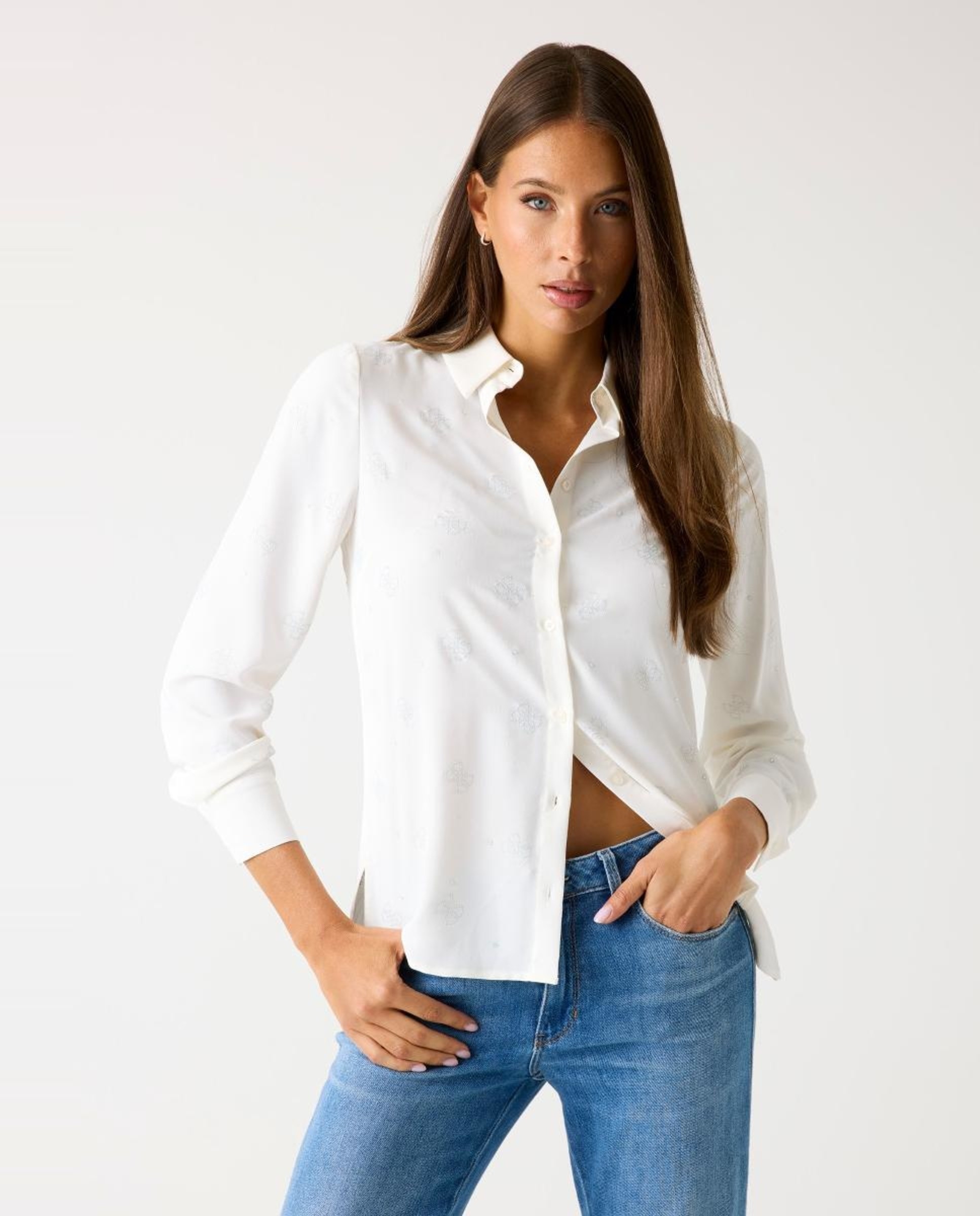 Camisa de manga comprida Branco-1