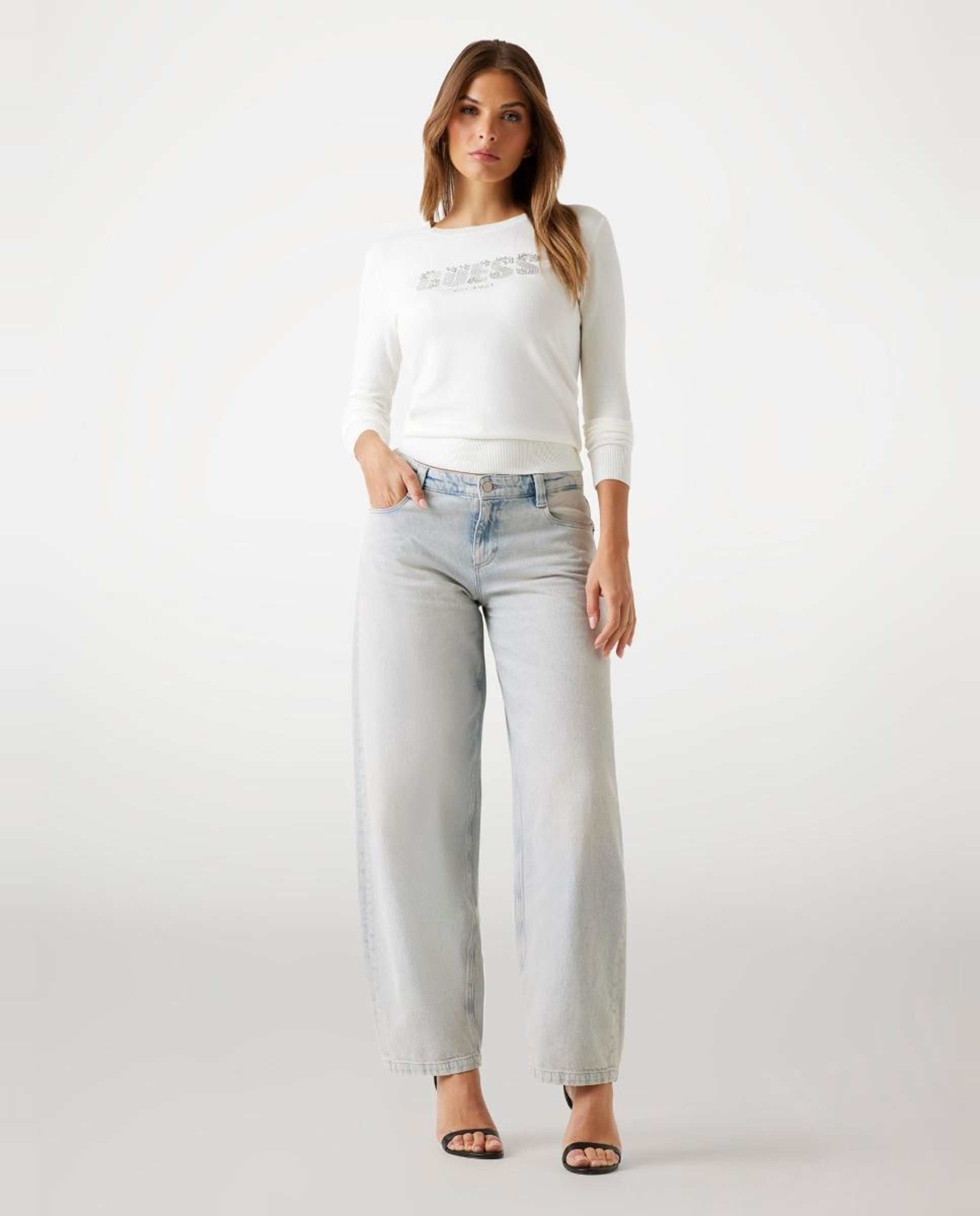 Camisola de malha com manga comprida Branco-2