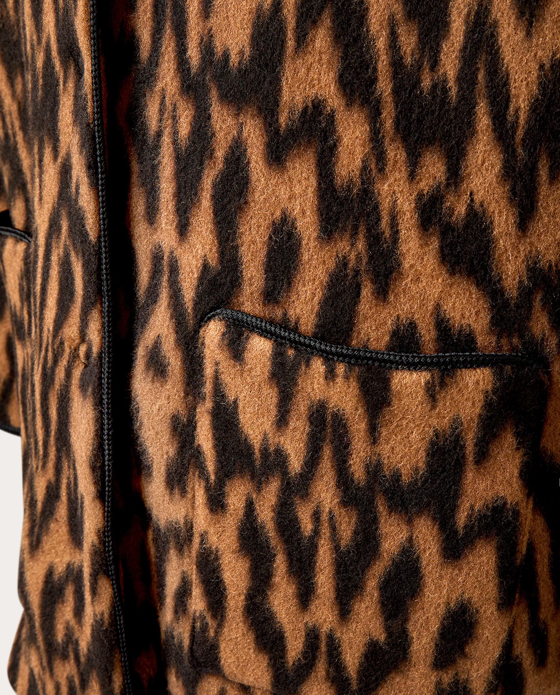 Sobretudo Estampado de Lã Castanho-4