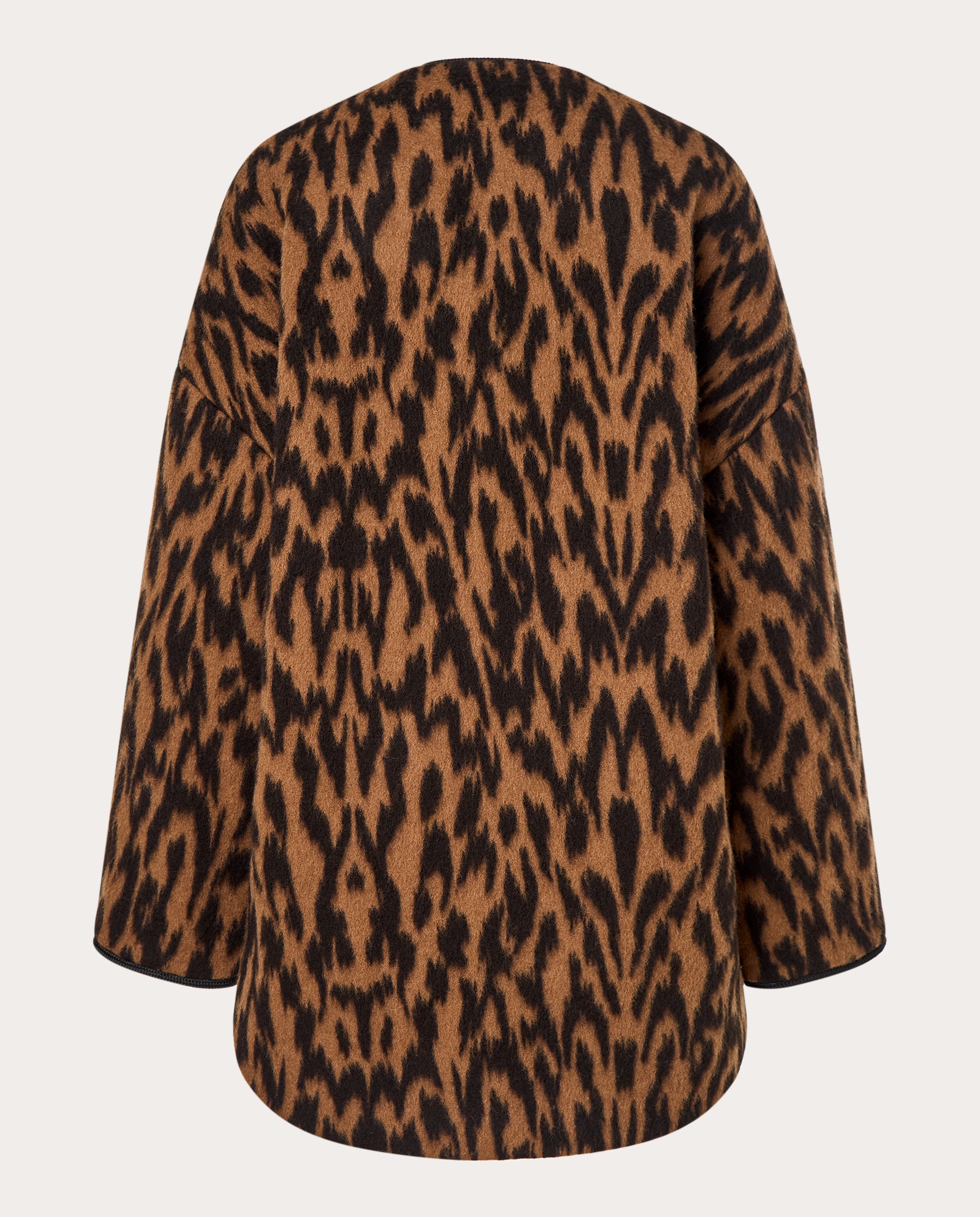 Sobretudo Estampado de Lã Castanho-2