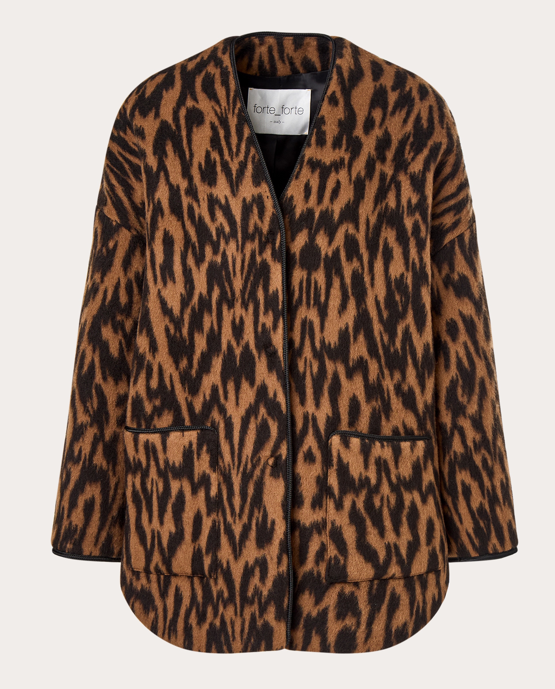 Sobretudo Estampado de Lã Castanho-1