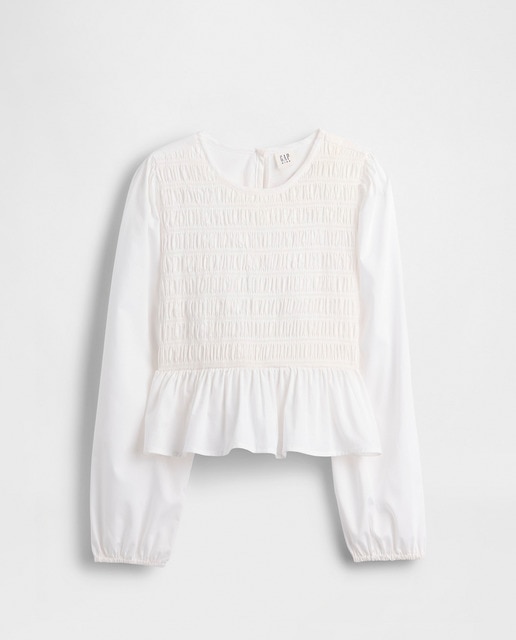 Imagem 0 de Top de Criança em Peplum Franzido com Decote Redondo e Fecho de Botão