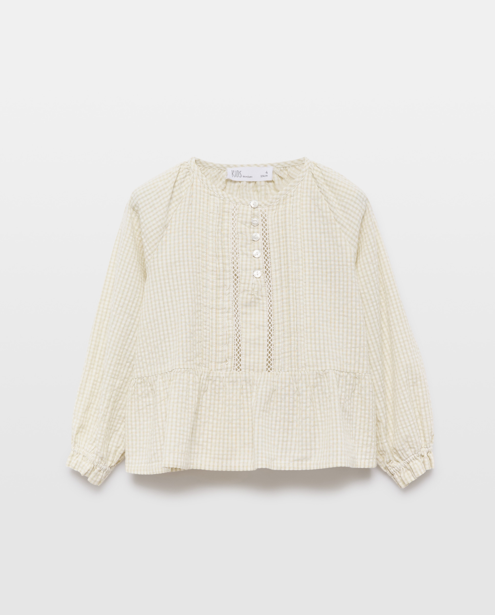 Blusa de Manga Comprida Romântica com Pregas à Frente e Peplum Kids El Corte Inglés Verde-4
