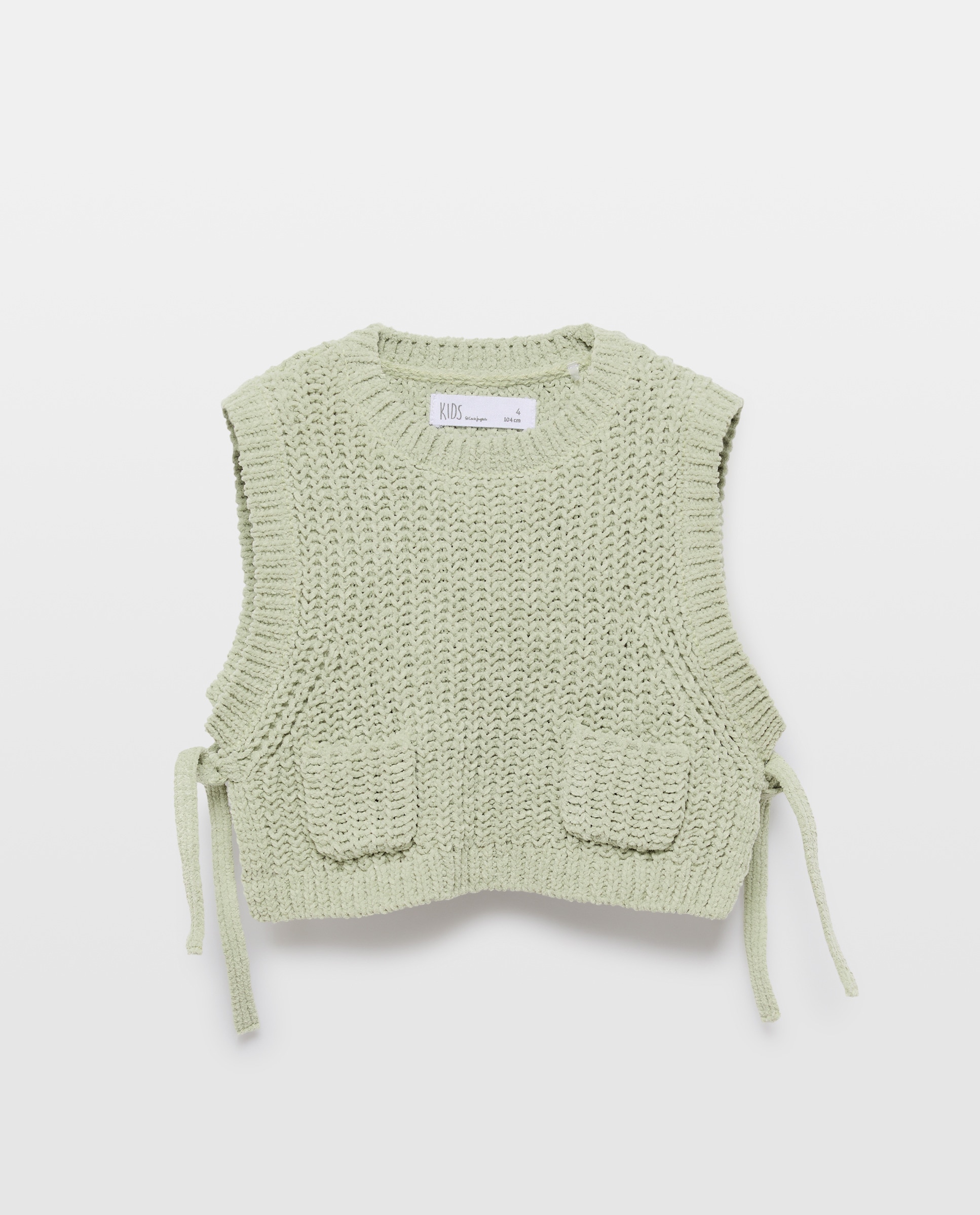 Colete de Chenille com Bolsos Verde-4