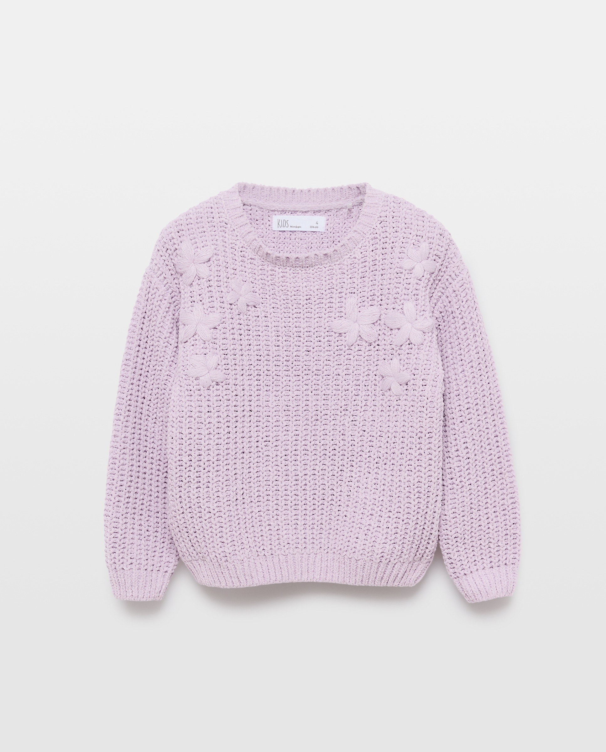 Camisola de Malha Chenille com Bordados de Estrelas a Condizer Kids El Corte Inglés 282 Malva-4