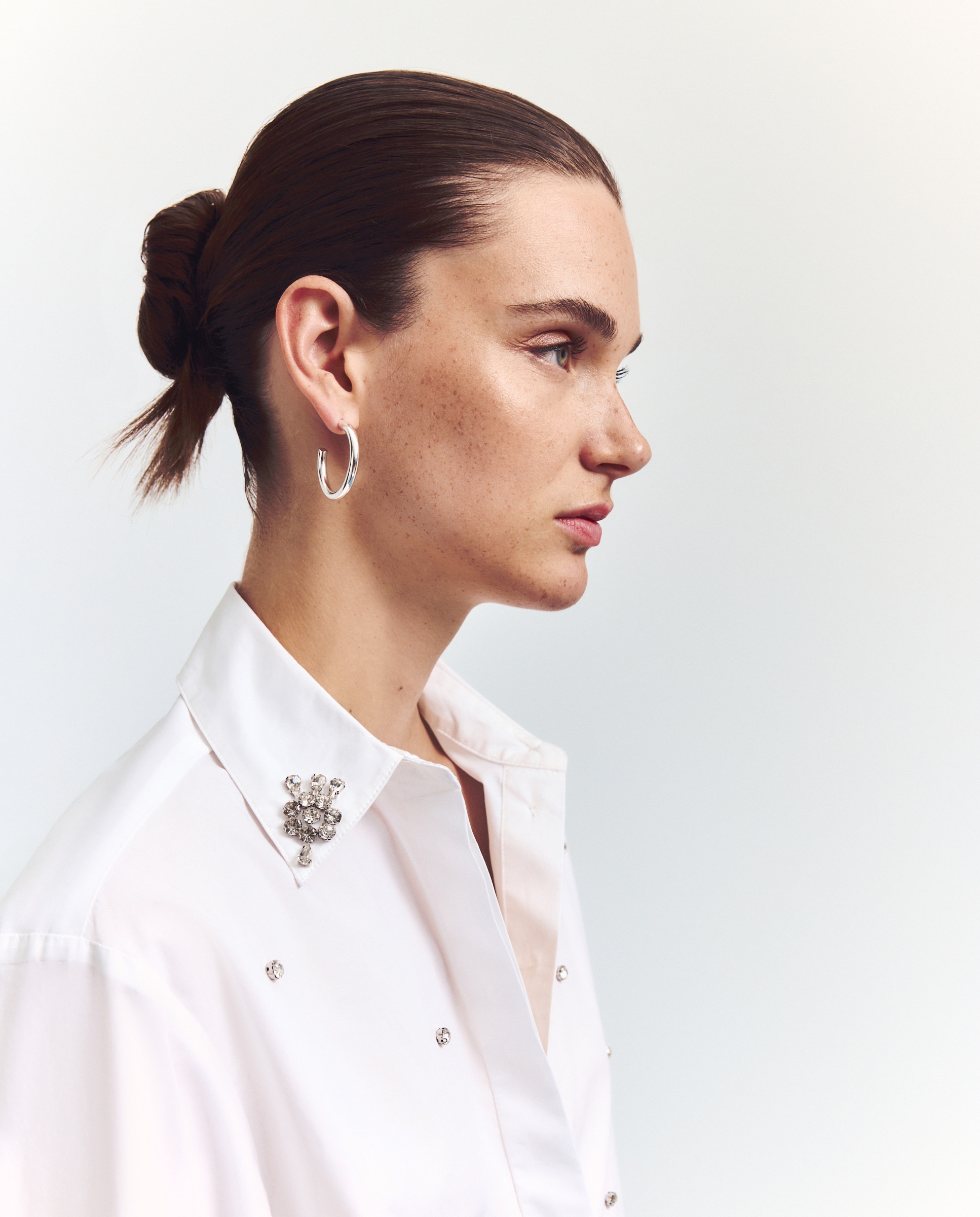 Camisa Lisa com Manga Comprida Branco-3