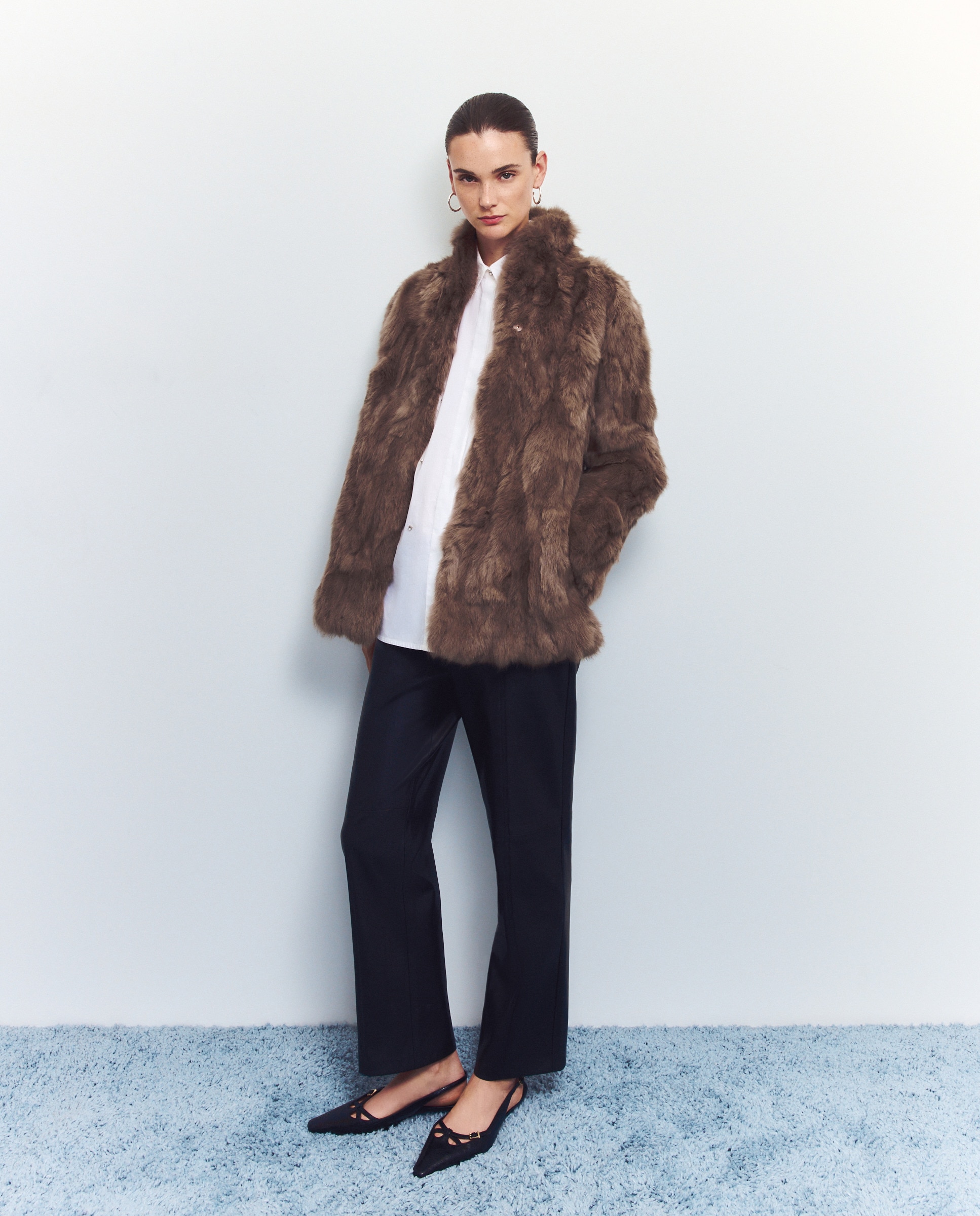 Camisa Lisa com Manga Comprida Branco-2