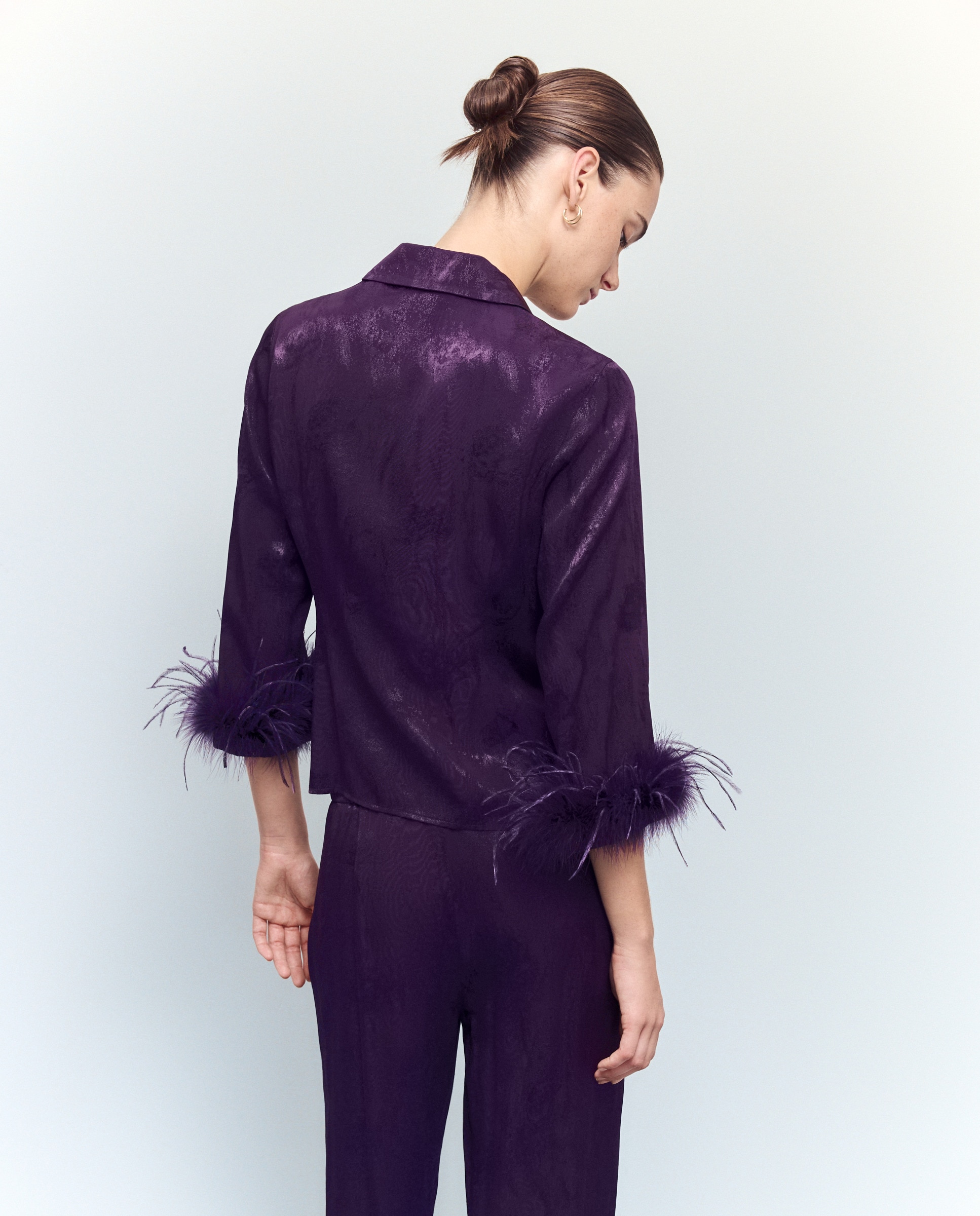 Blusa Drapeada com Pluma Roxo-4