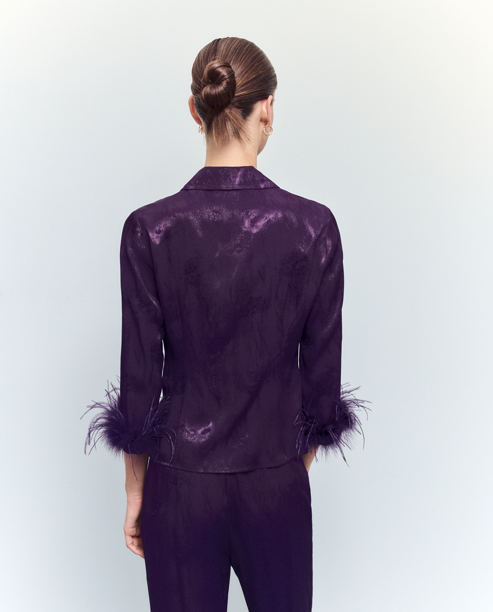 Blusa Drapeada com Pluma Roxo-3