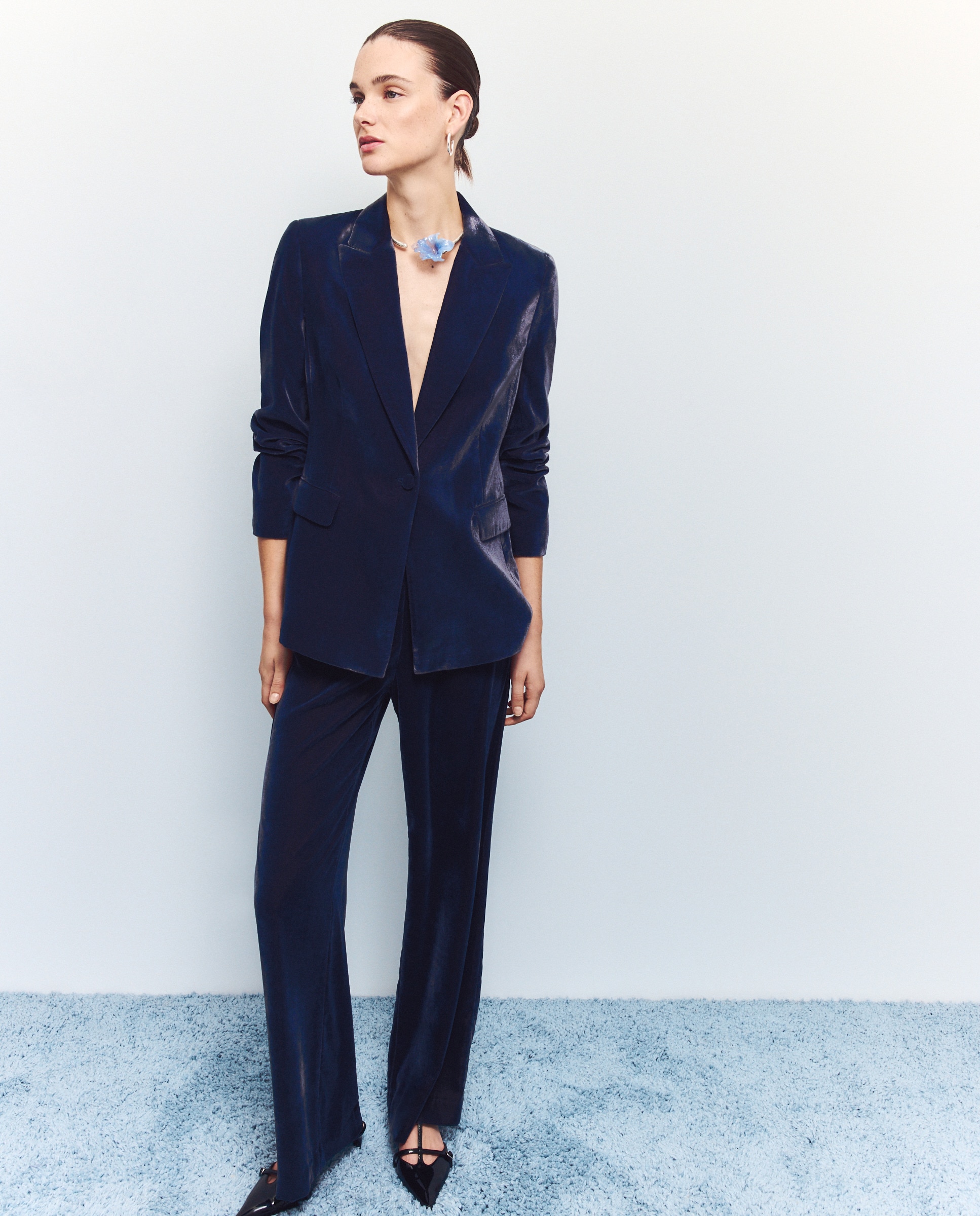 Calças Lisas Largas Chumbo-4