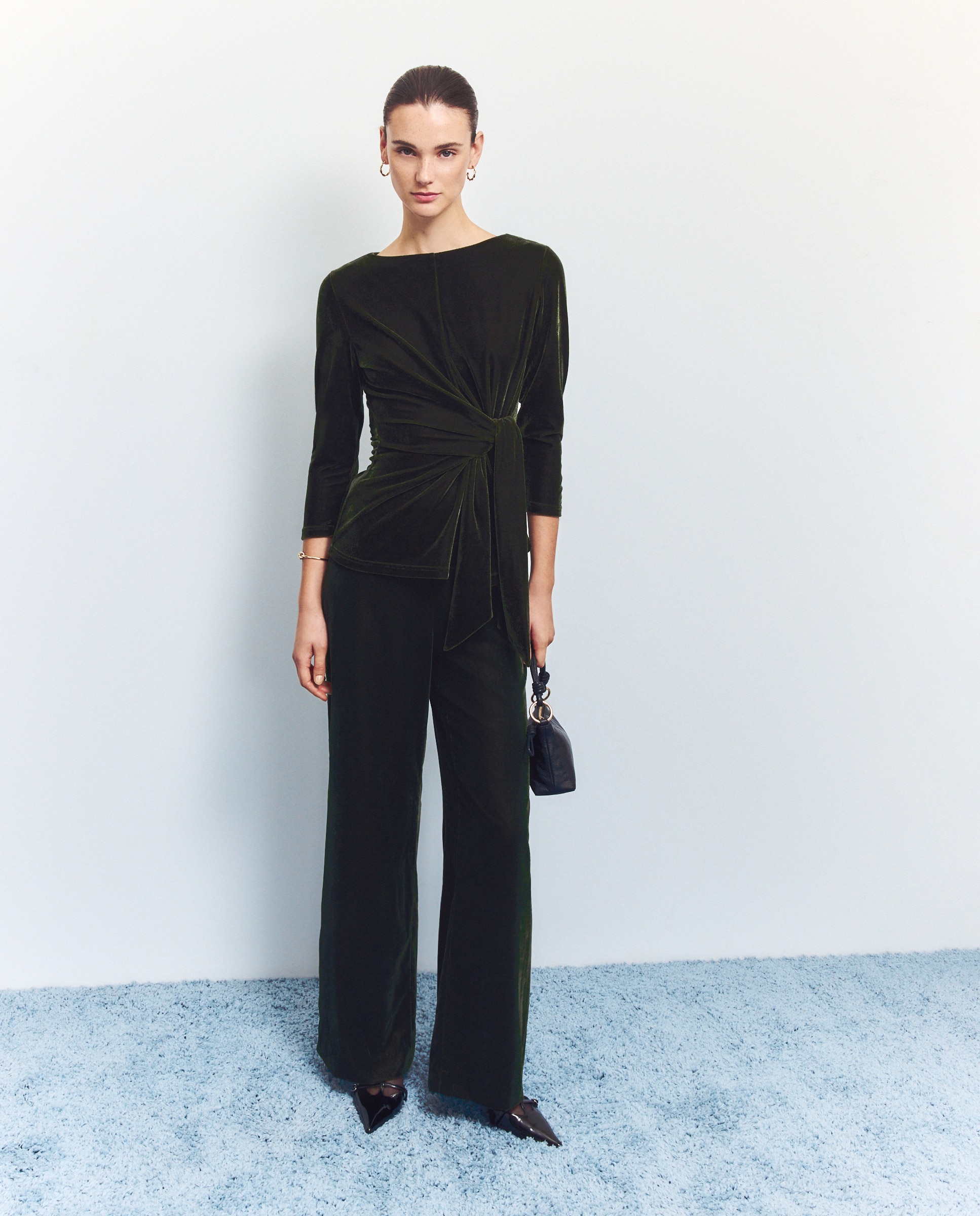 Calças Lisas Largas 560 Azeitona-1