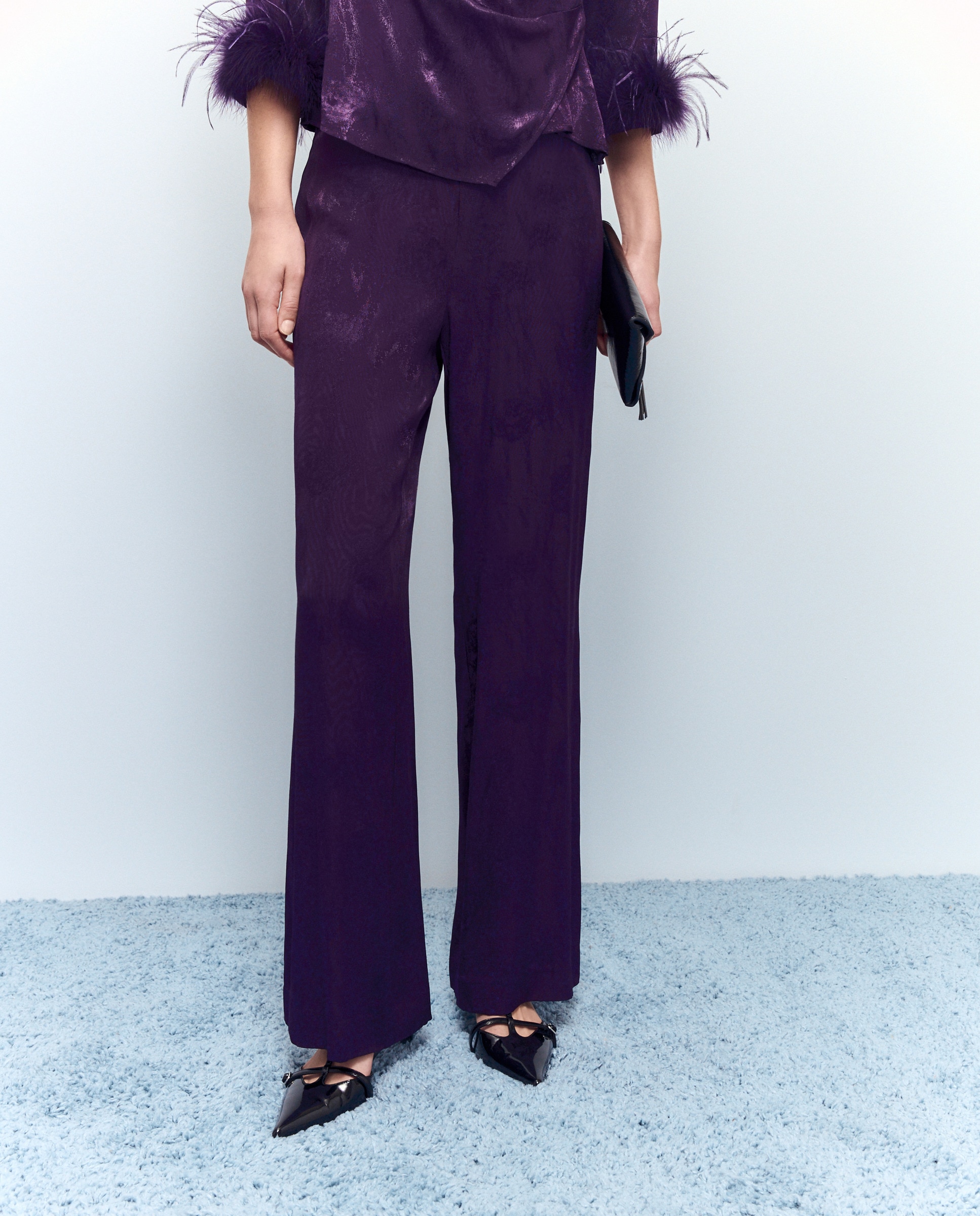 Calças jacquard Roxo-2