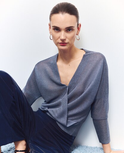 Imagen 0 de Jersey de mujer cruzado con lúrex