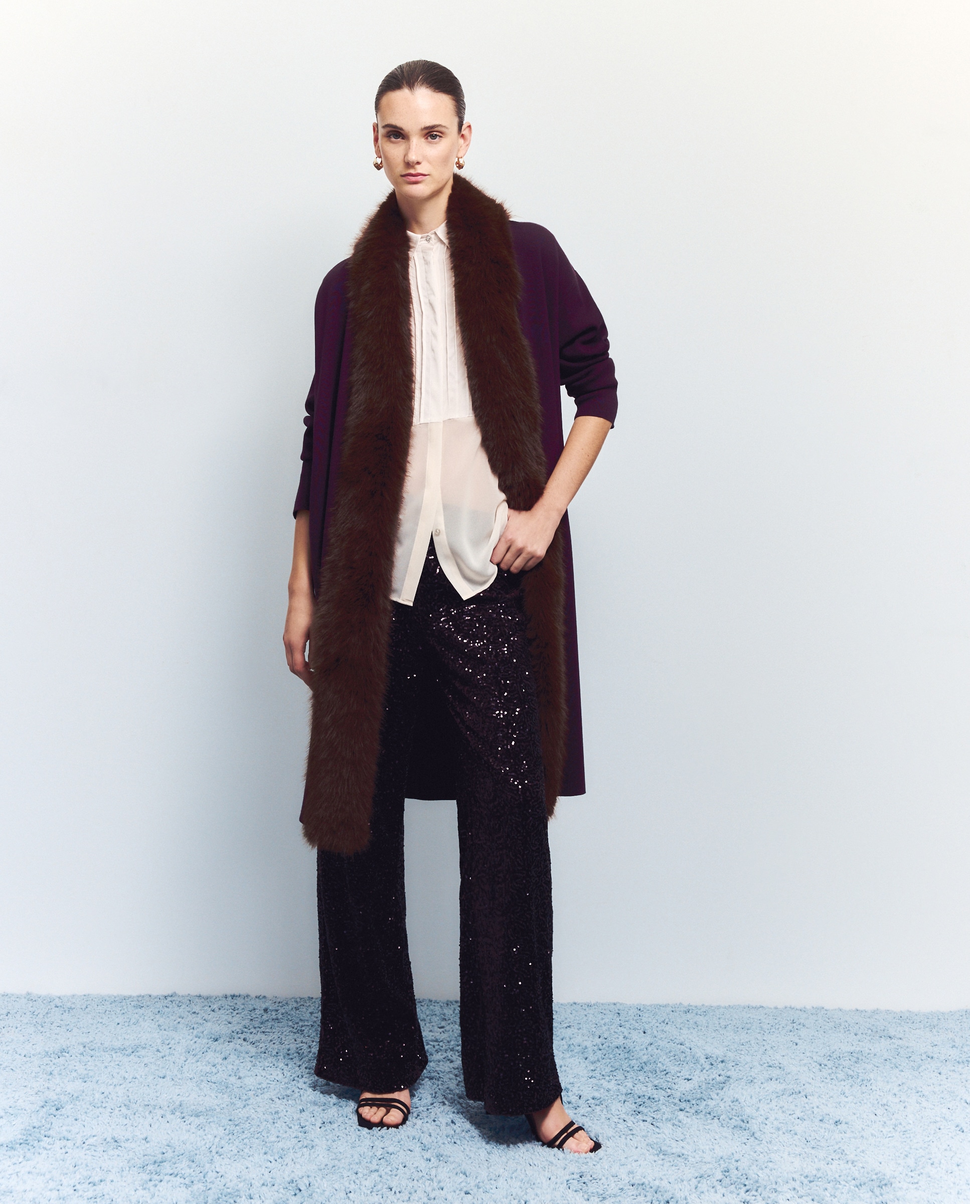 Sobretudo Comprido com Pelo 291 Beringela-1