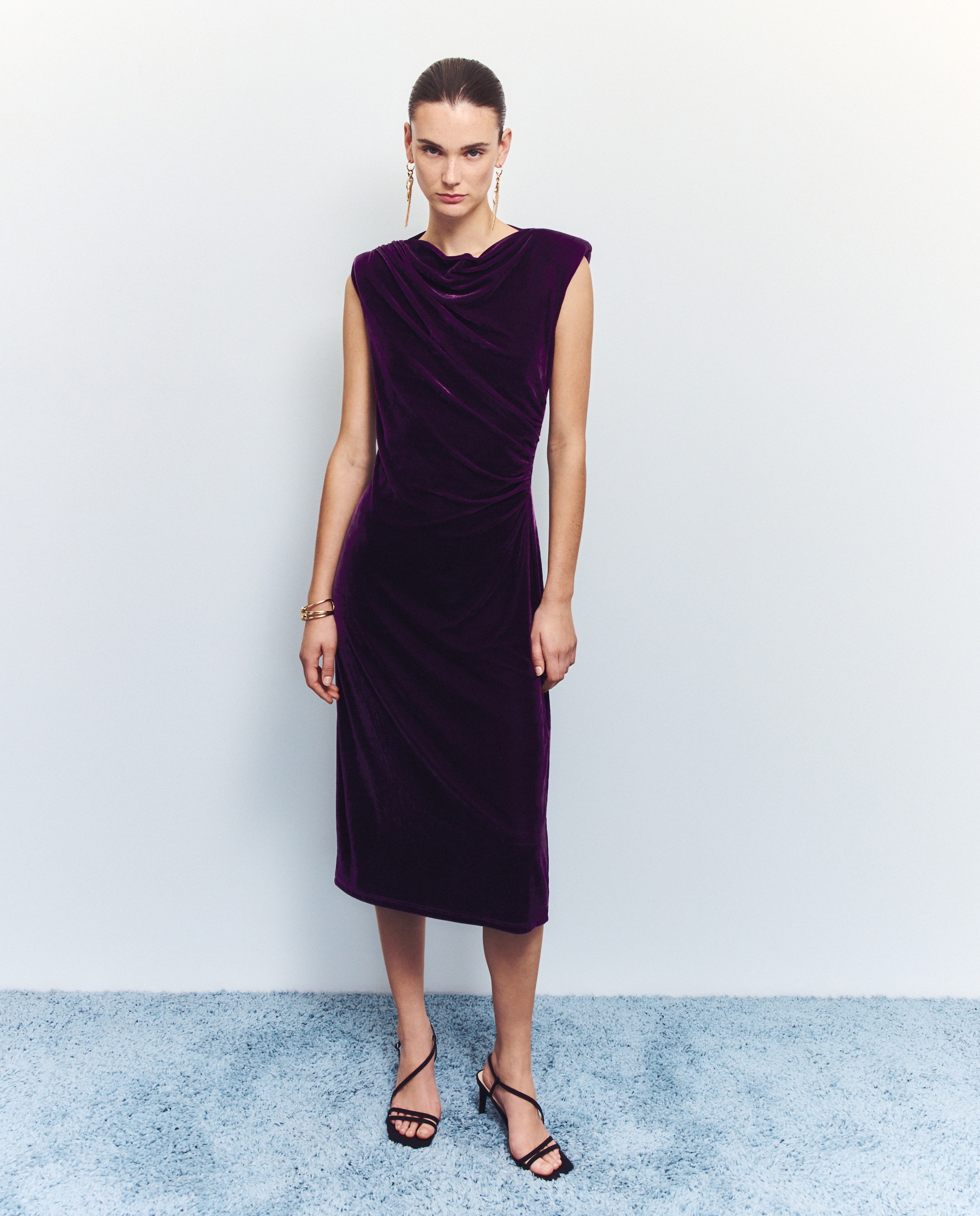 Vestido de Veludo de Natal 291 Beringela-2