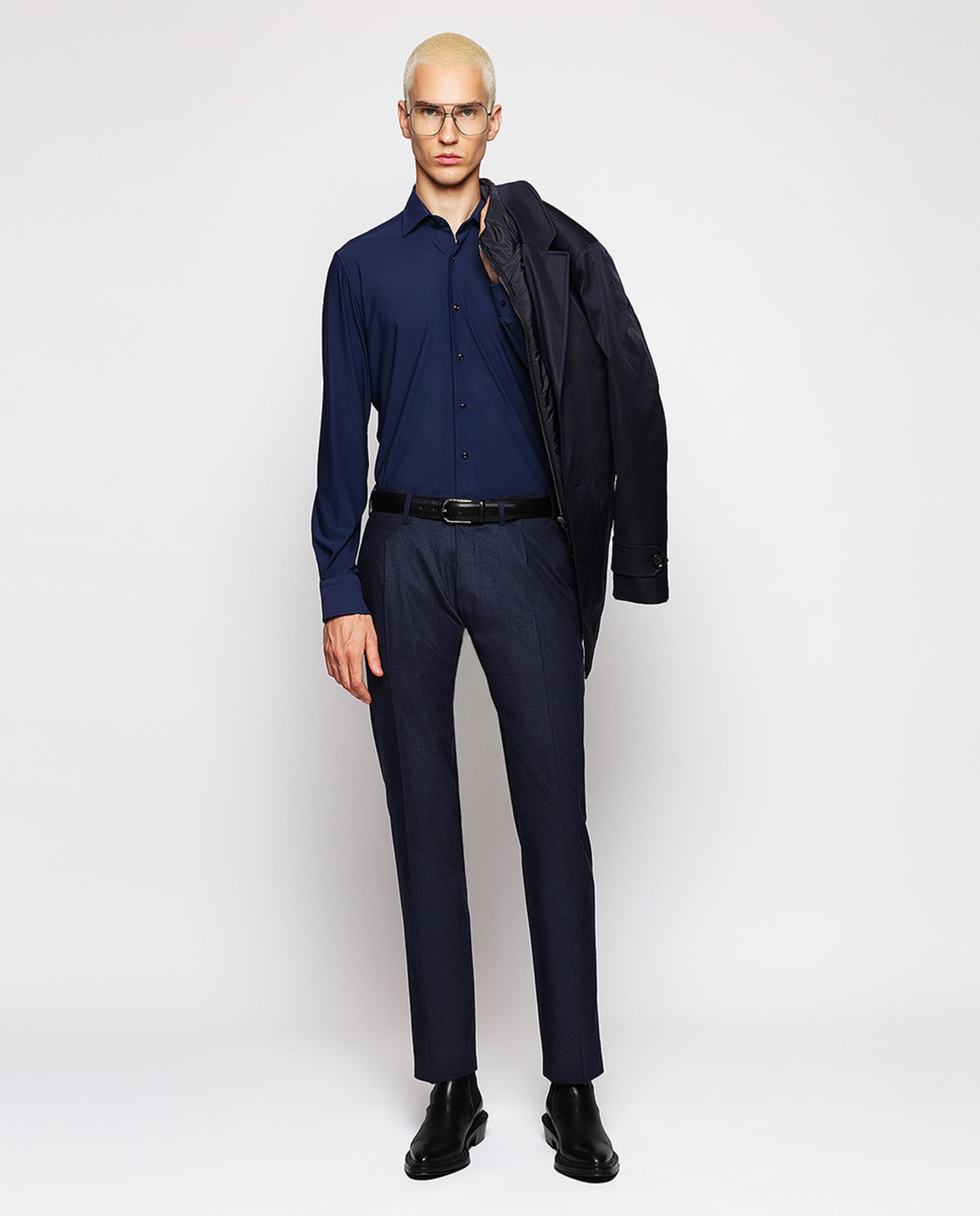 Camisa Formal Regular Fit "Performance" Azul-marinho-6