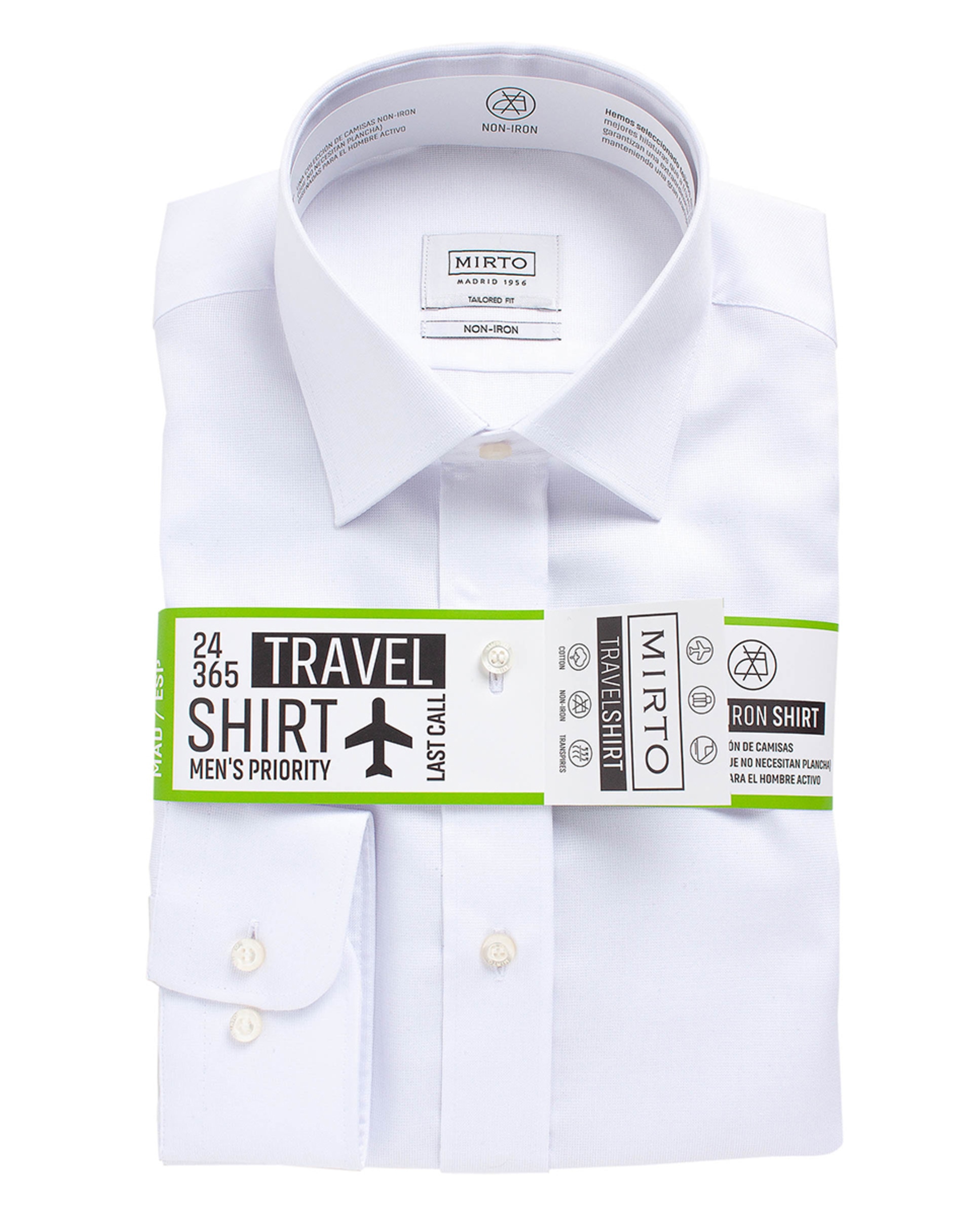 Camisa cuadros semi-entallada travelshirt - Mirto - Blanco Blanco-4