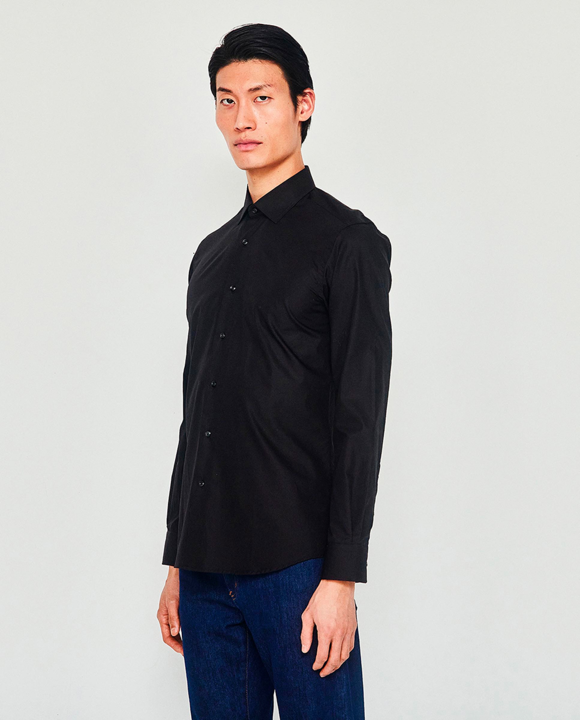 Camisa Formal Semi-Cintada Lisa Preto-1