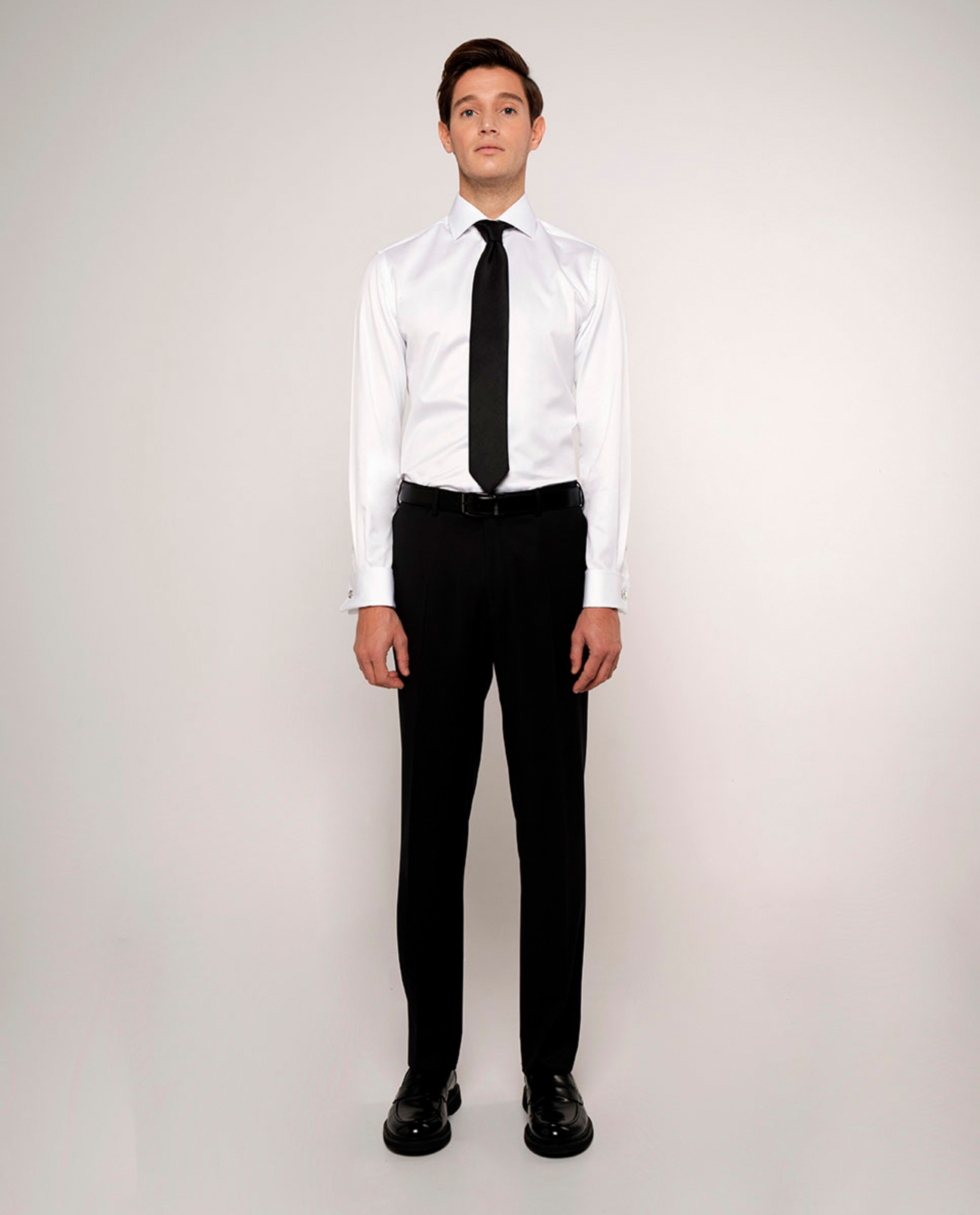 Camisa Semi-Cintada com Punho Duplo Branco-3