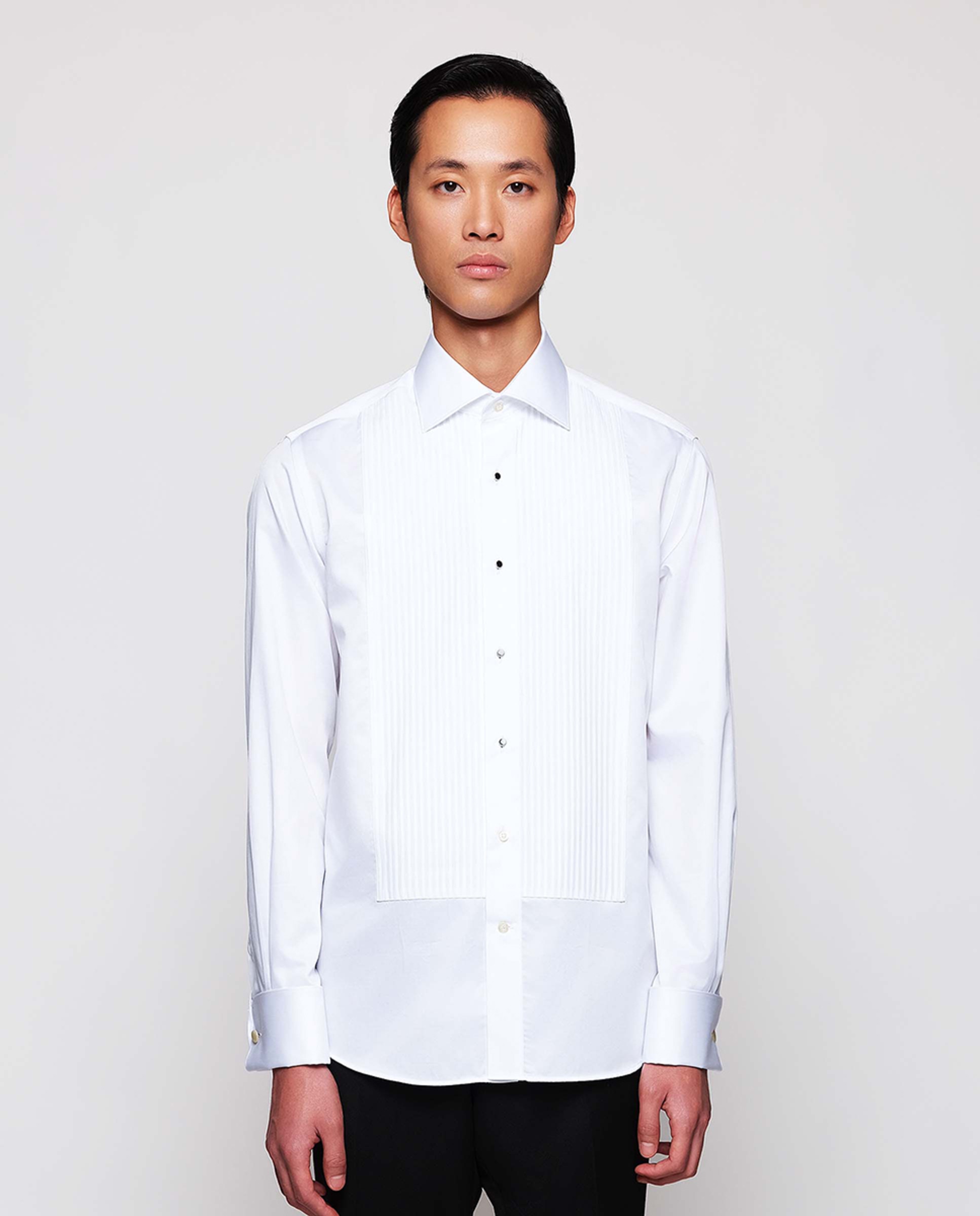 Camisa Smoking com Plissado à Frente Branco-1