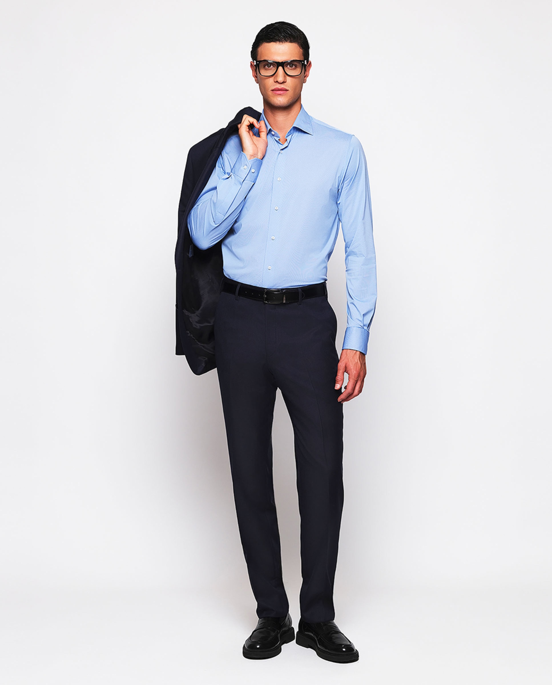 Camisa Formal Regular Fit "Performance" Azul-5