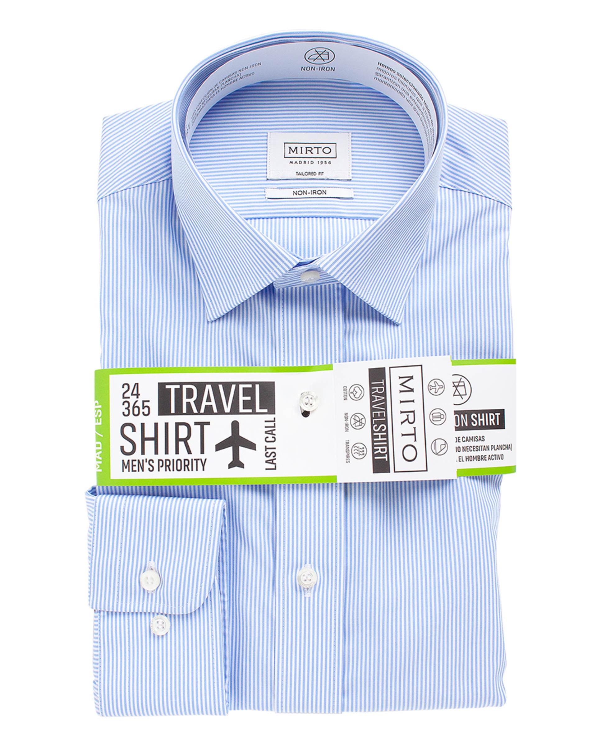 Camisa às Riscas Semi-Cintada Travelshirt Azul-4