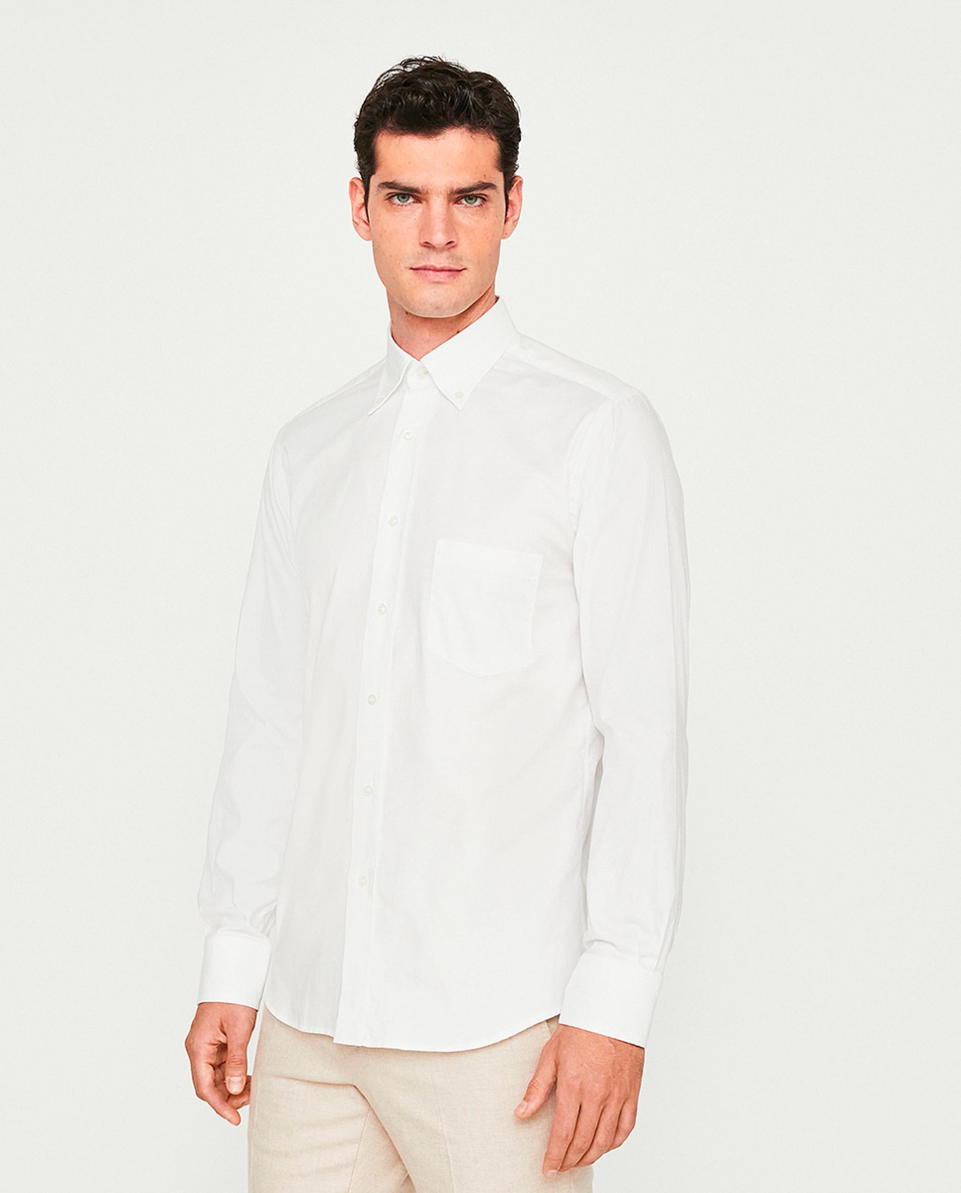 Camisa casual oxford manga larga - Mirto - Blanco Blanco-1