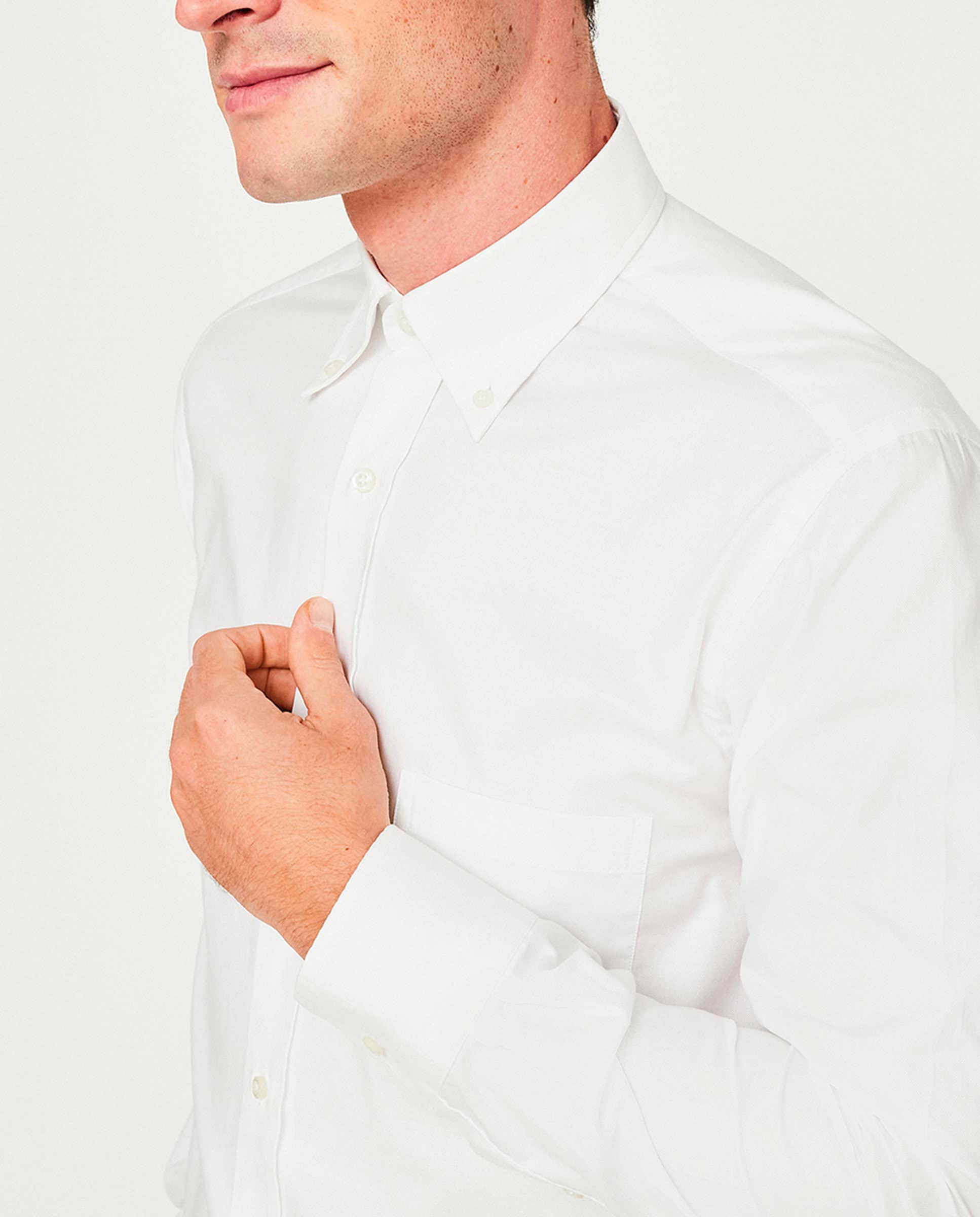 Camisa casual oxford manga larga - Mirto - Blanco Blanco-3