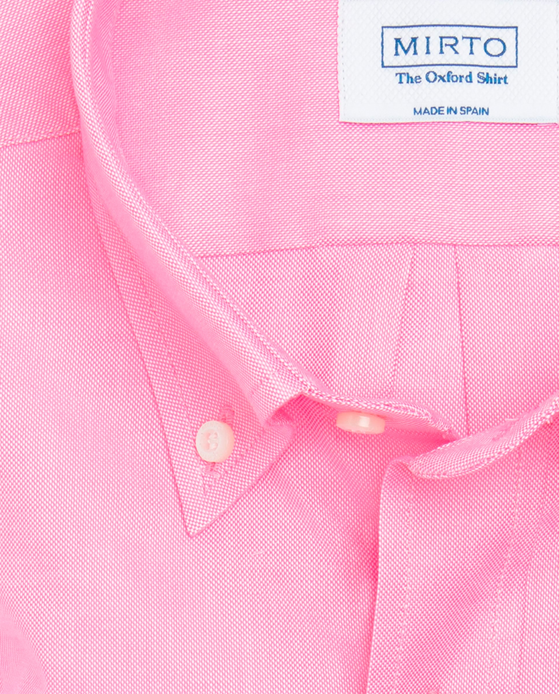 Camisa Oxford Casual de Manga Comprida Rosa-4