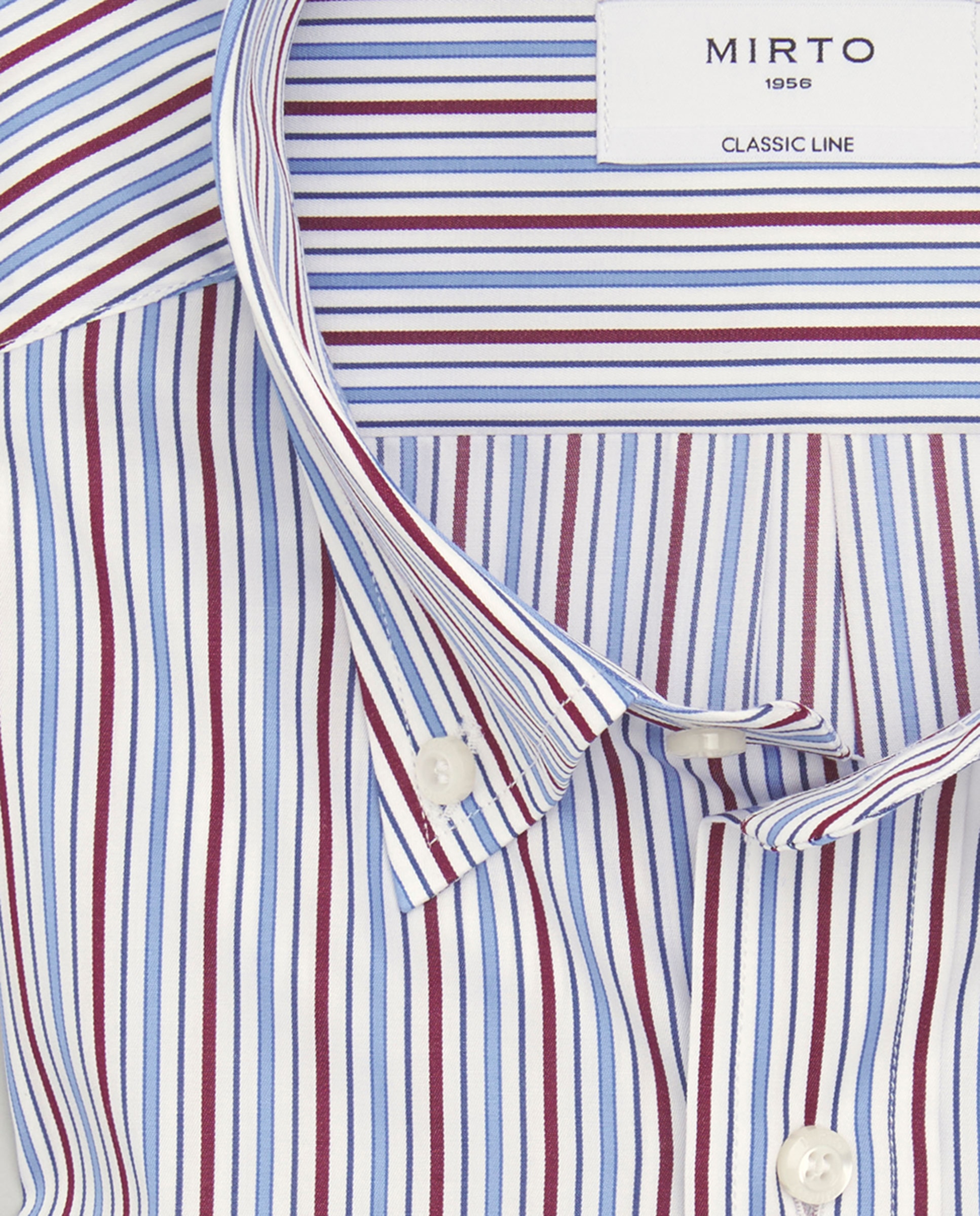 Camisa Casual às Riscas com Manga Comprida Azul-4