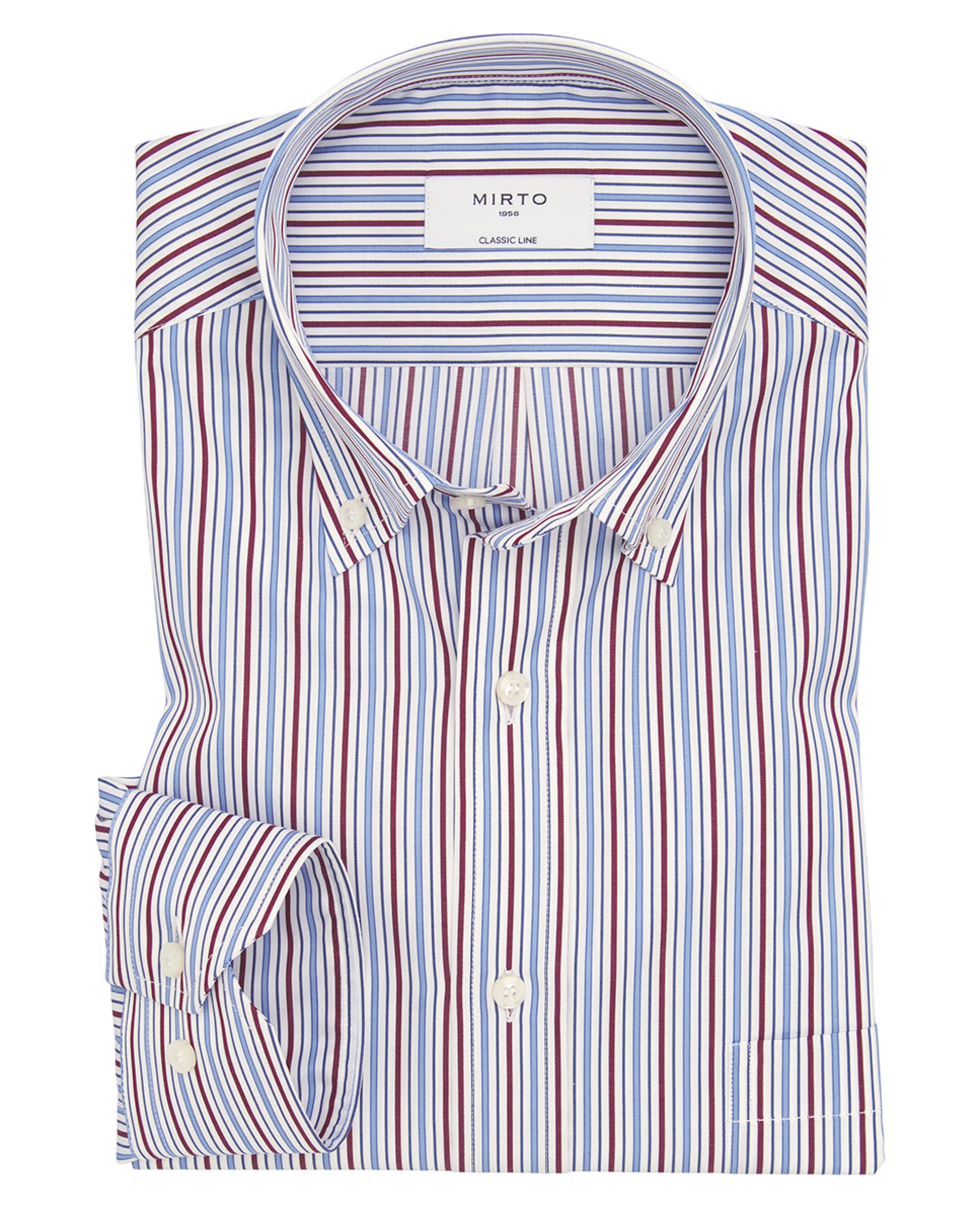 Camisa Casual às Riscas com Manga Comprida Azul-3