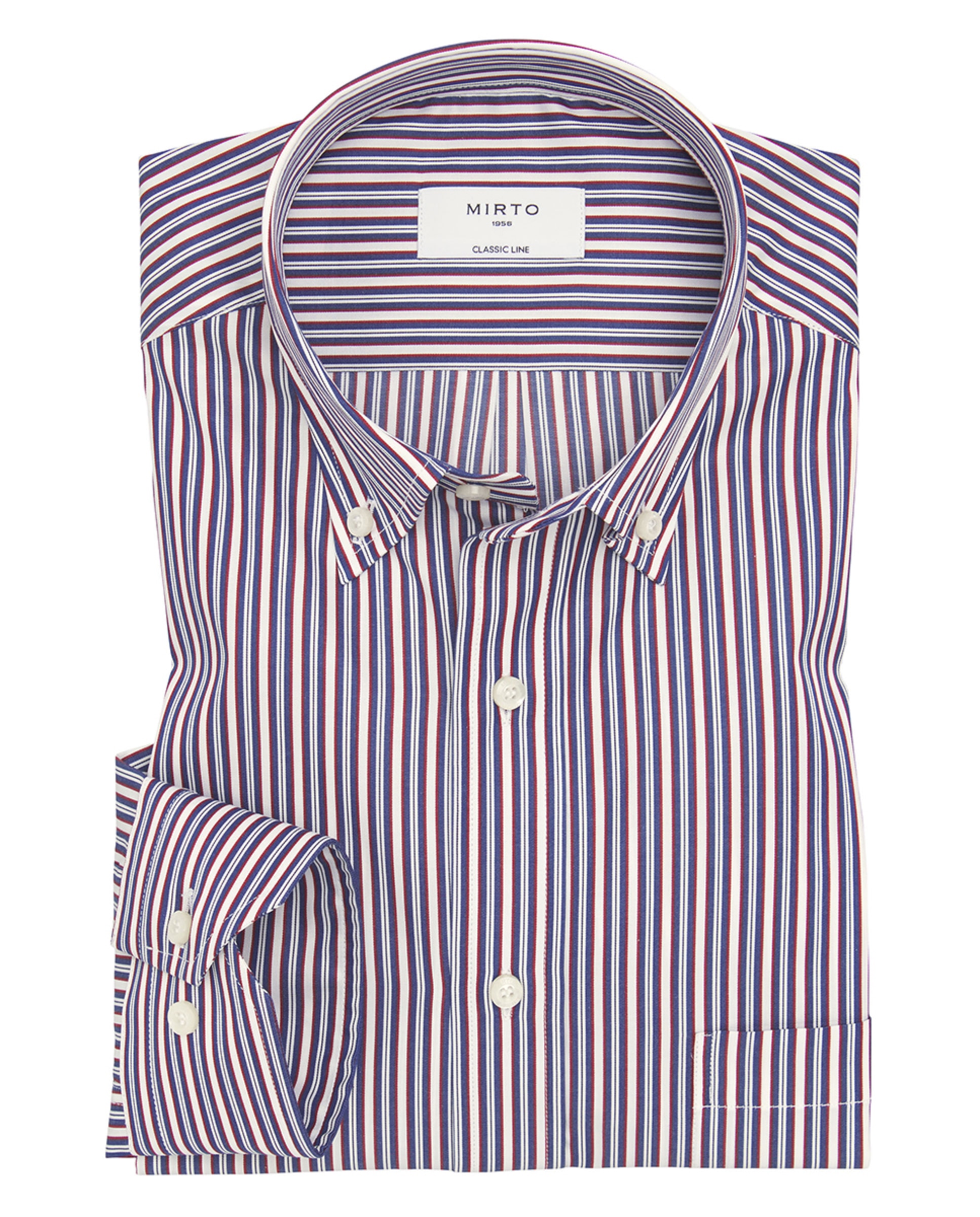 Camisa Casual às Riscas com Manga Comprida Azul-marinho-3
