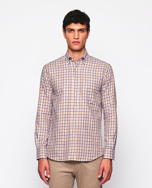 Imagem 0 de Camisa Casual de Manga Comprida e aos Quadrados