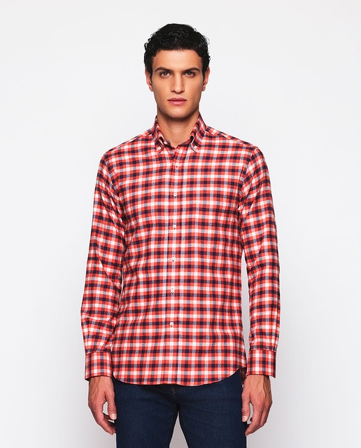 Imagem 0 de Camisa Casual aos Quadrados de Flanela com Manga Comprida