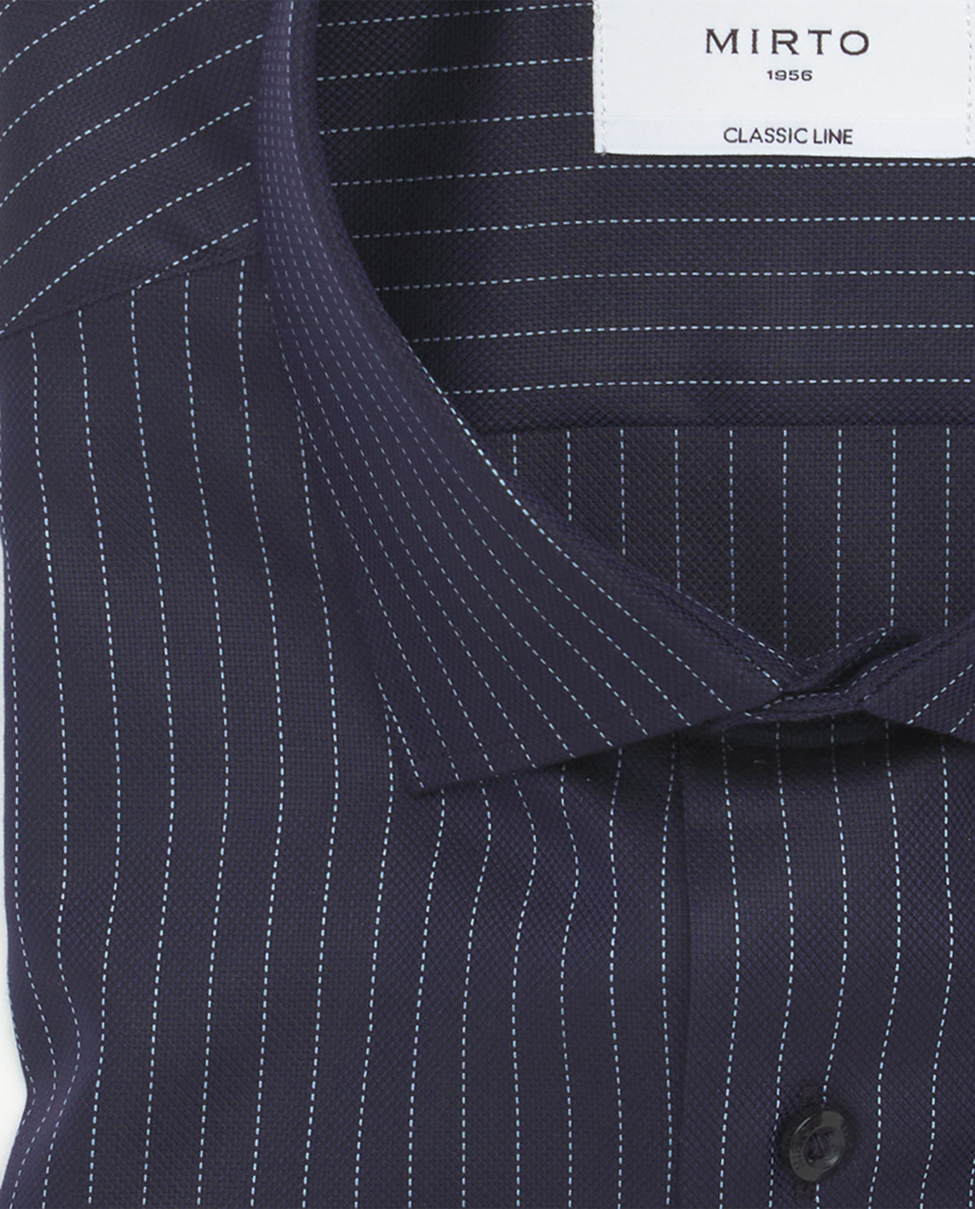 Camisa Casual às Riscas com Manga Comprida Azul-marinho-4