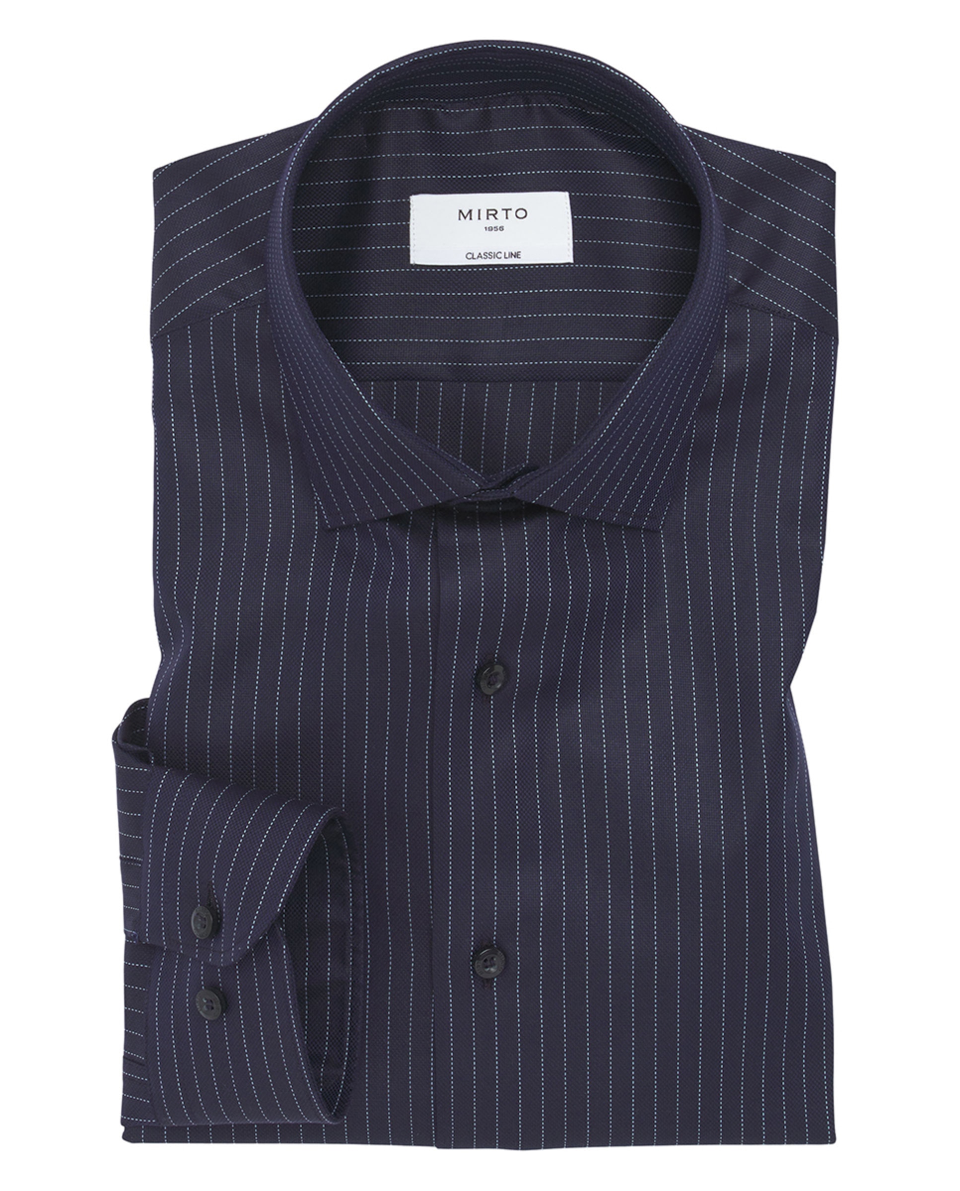 Camisa Casual às Riscas com Manga Comprida Azul-marinho-3