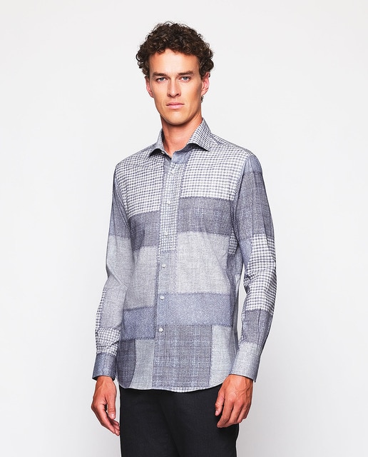 Imagem 0 de Camisa Casual de Flanela com Estampado Patch