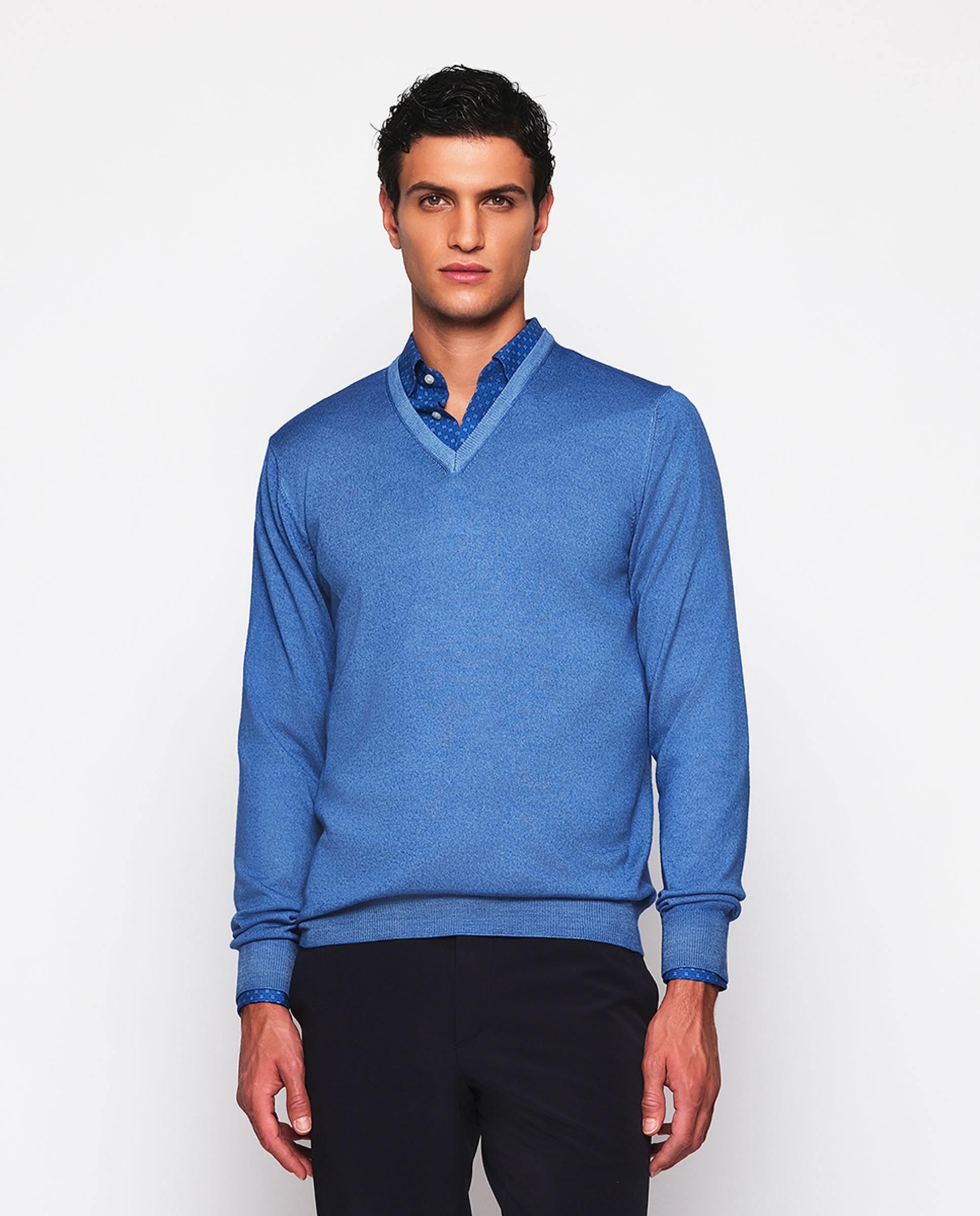 Imagem 0 de Camisola de Malha de Lã Merino Vintage com Gola em Bico