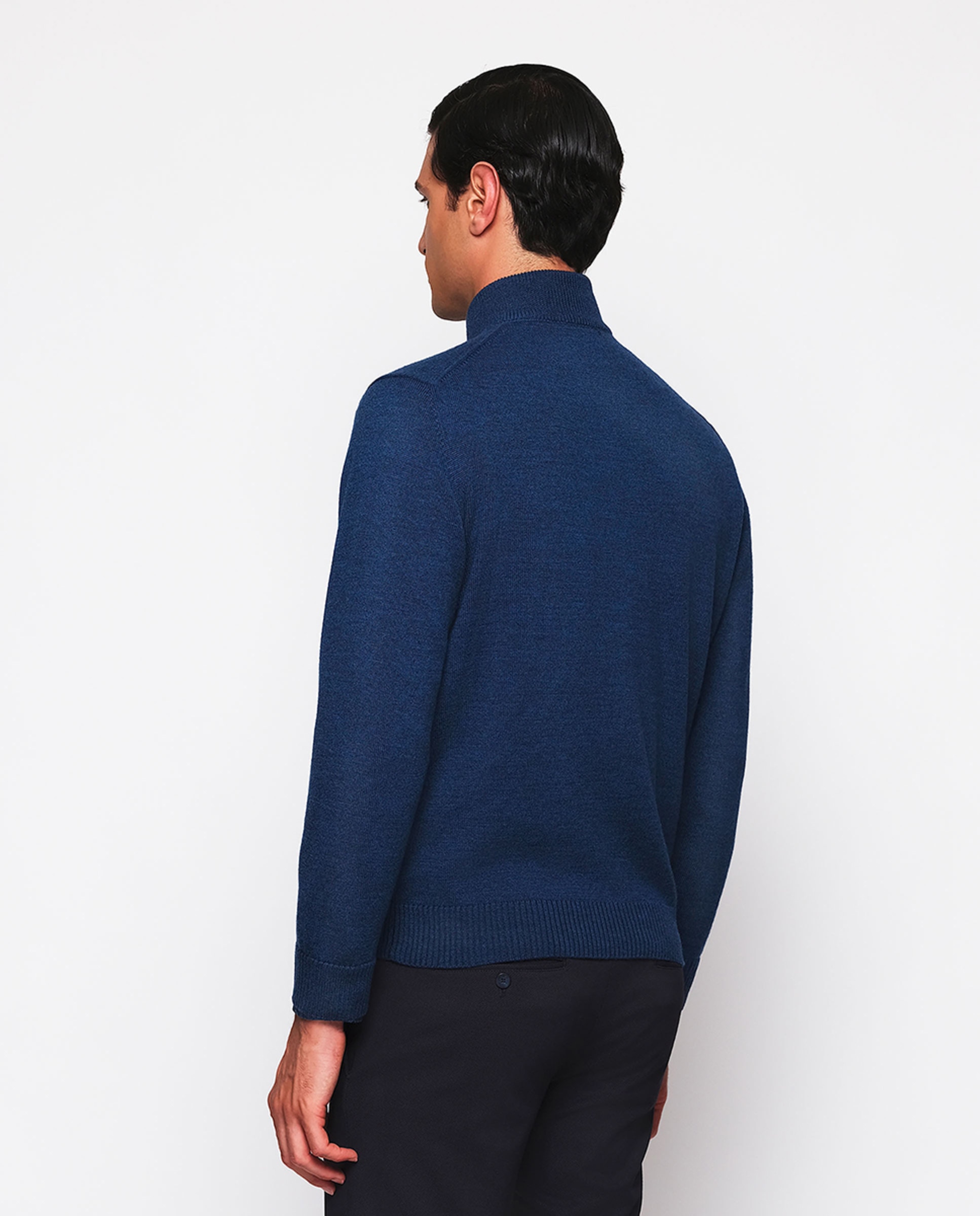 Casaco com Estrutura Melange com Fecho de Correr Azul-marinho-2