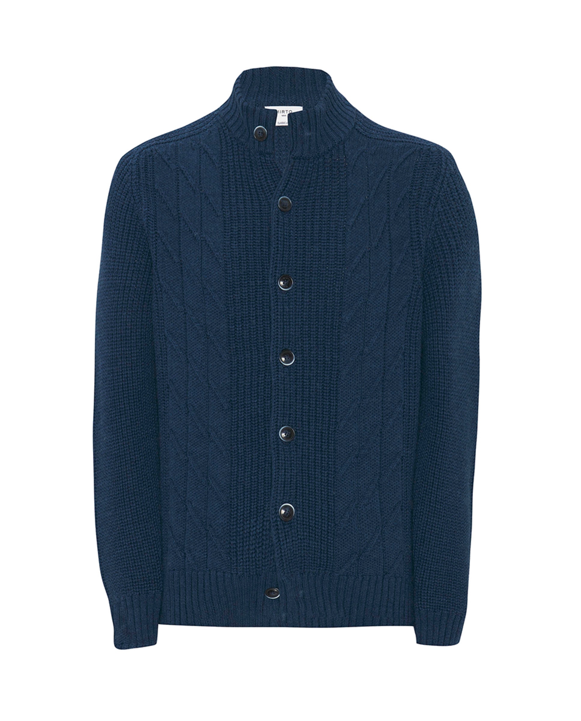 Casaco Entrançado com Botões Azul-índigo-3